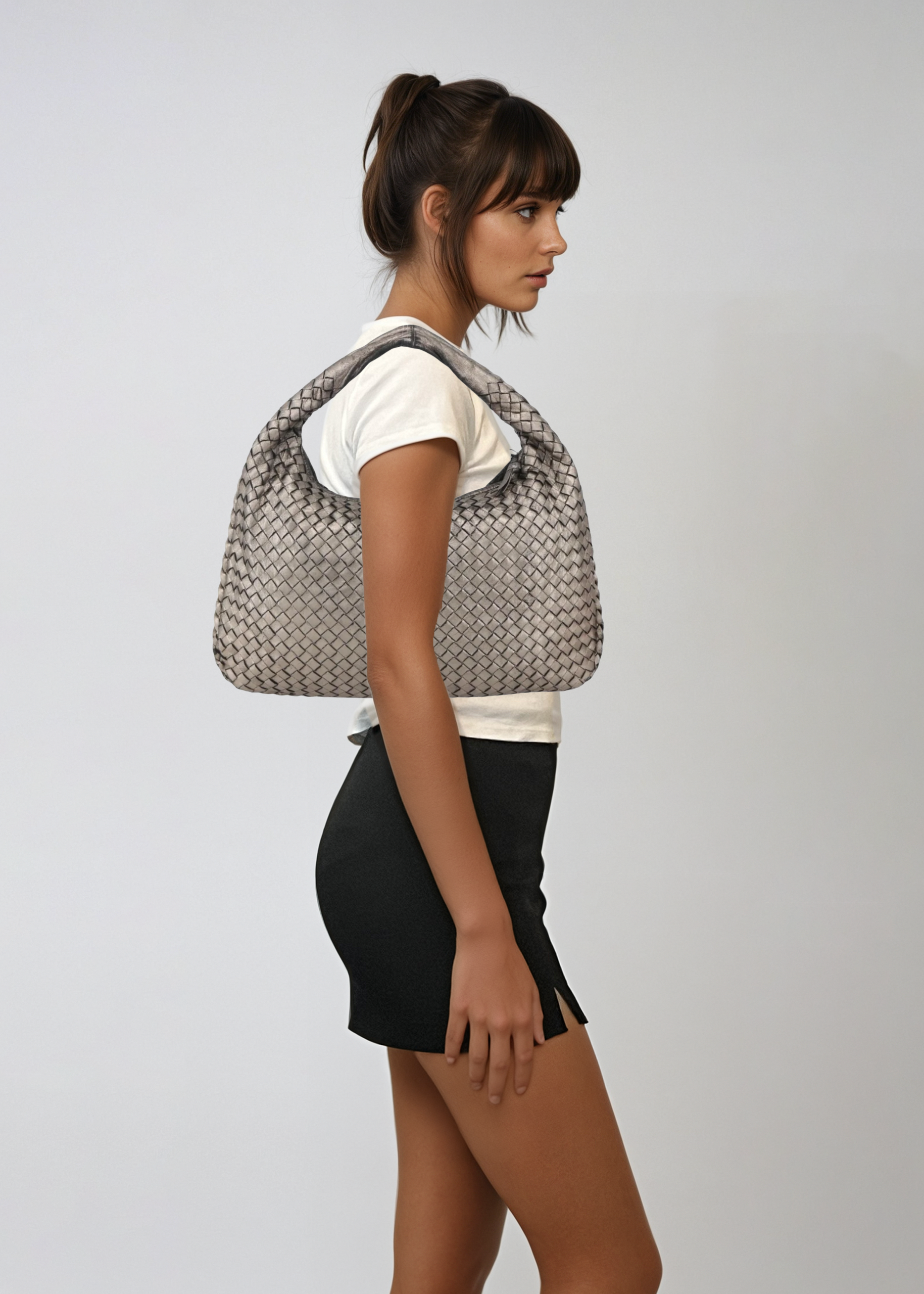 Bottega Veneta Gunmetal Hobo Bag