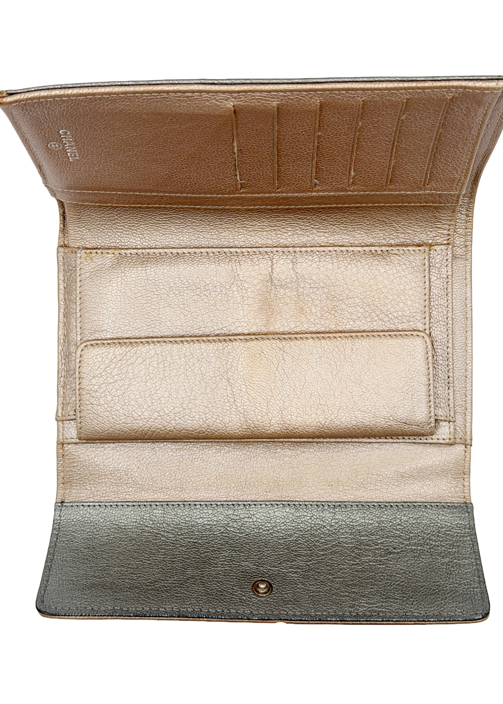Chanel Silver Quilted Wallet Clutch