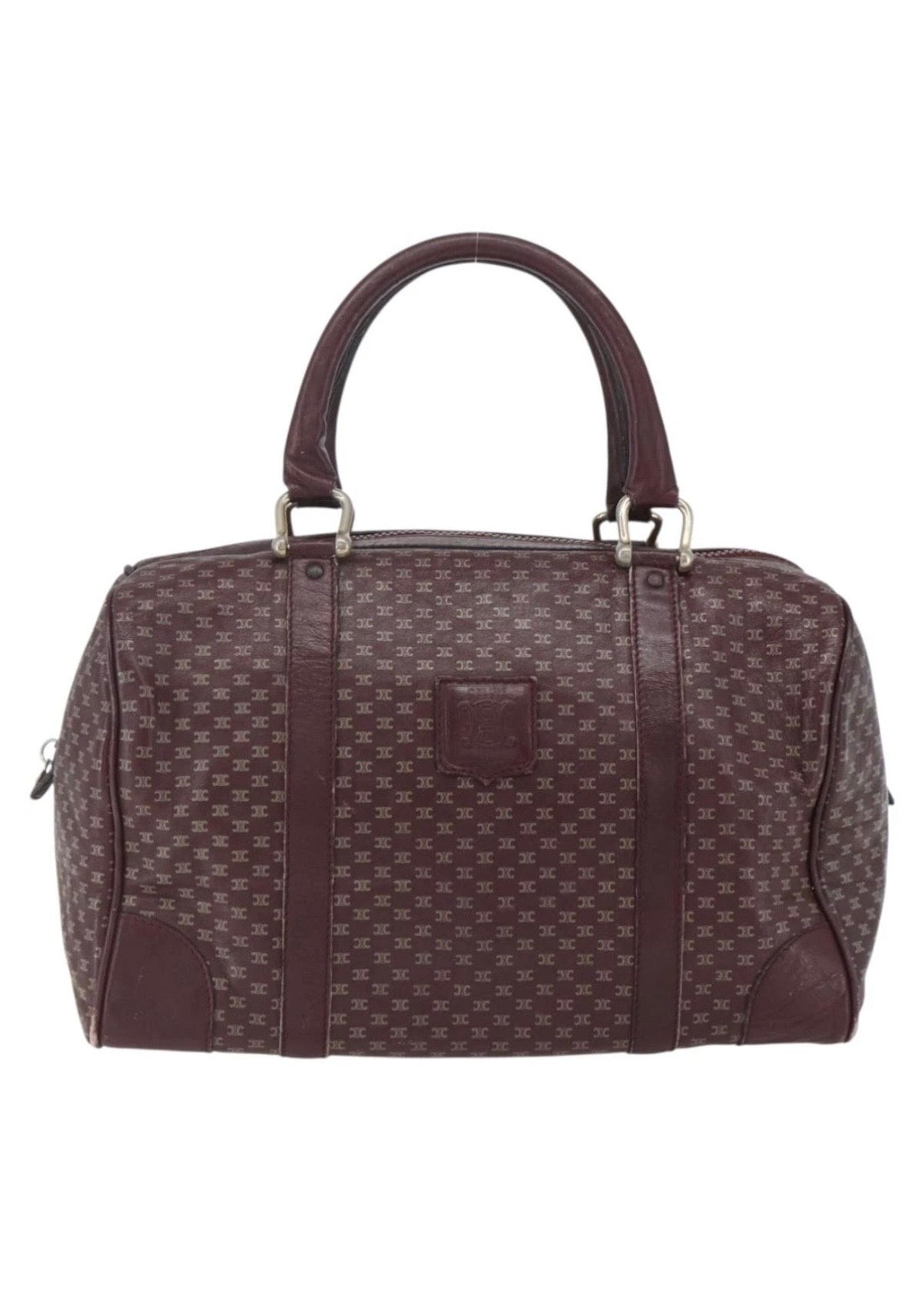 Celine Burgundy Monogram Boston Bag