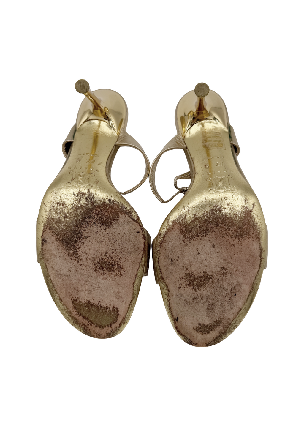 Celine Gold Metallic Fish Embellished Heels