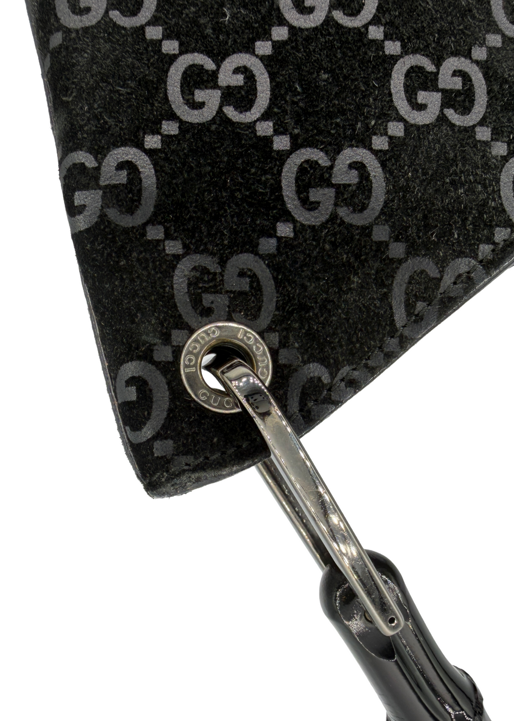 Gucci Black Suede Bamboo Shoulder Bag