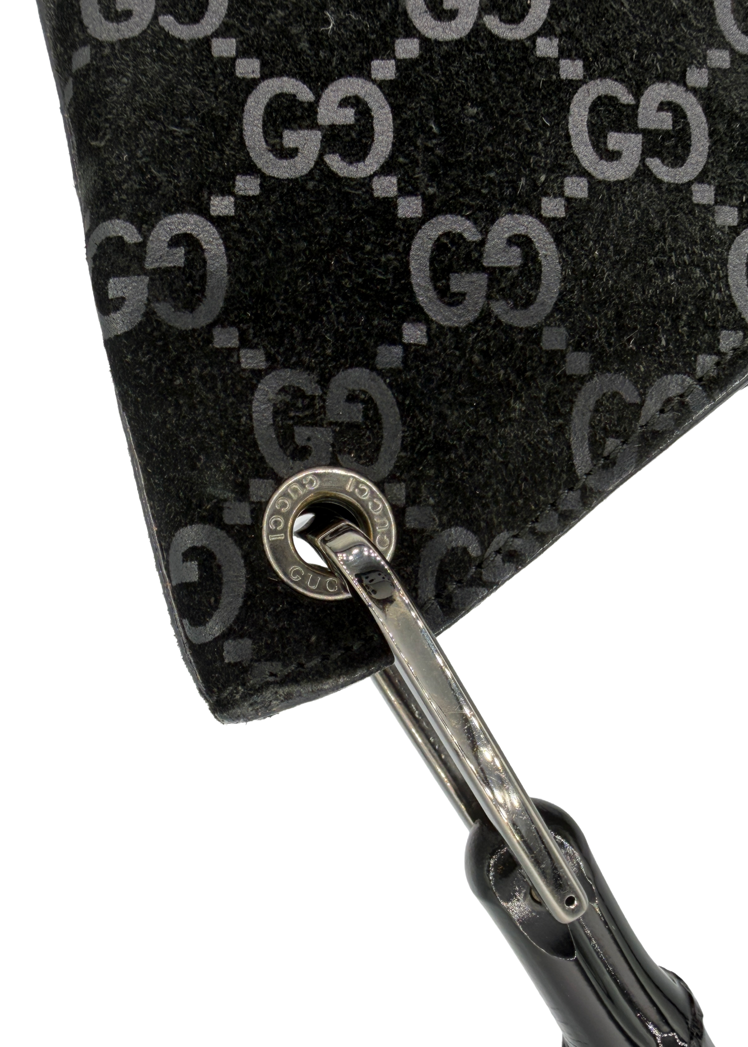 Gucci Black Suede Bamboo Shoulder Bag