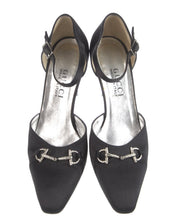 Load image into Gallery viewer, Gucci Satin and Crystal Horsebit Pumps
