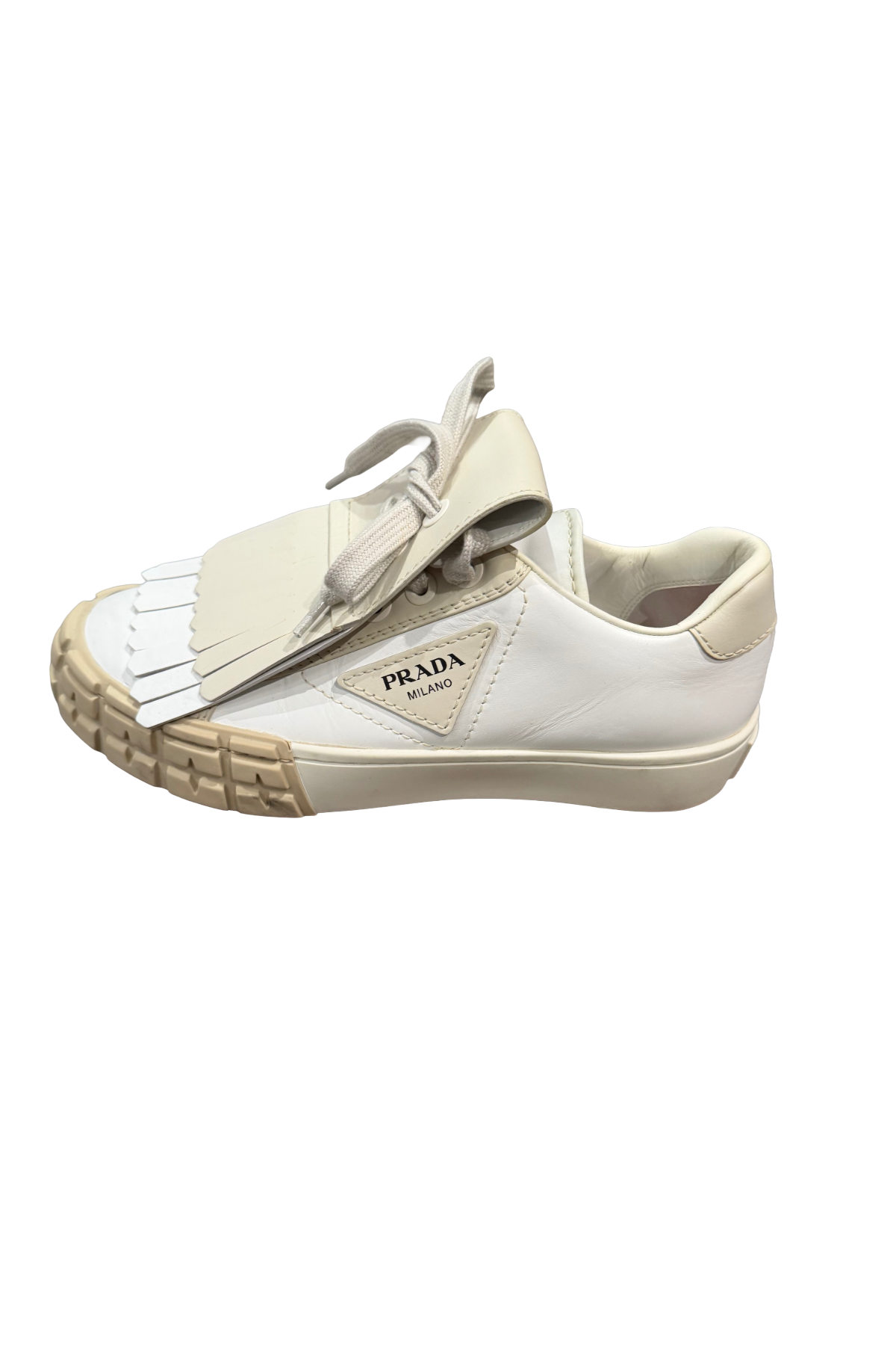 Prada White Fringe Sneakers