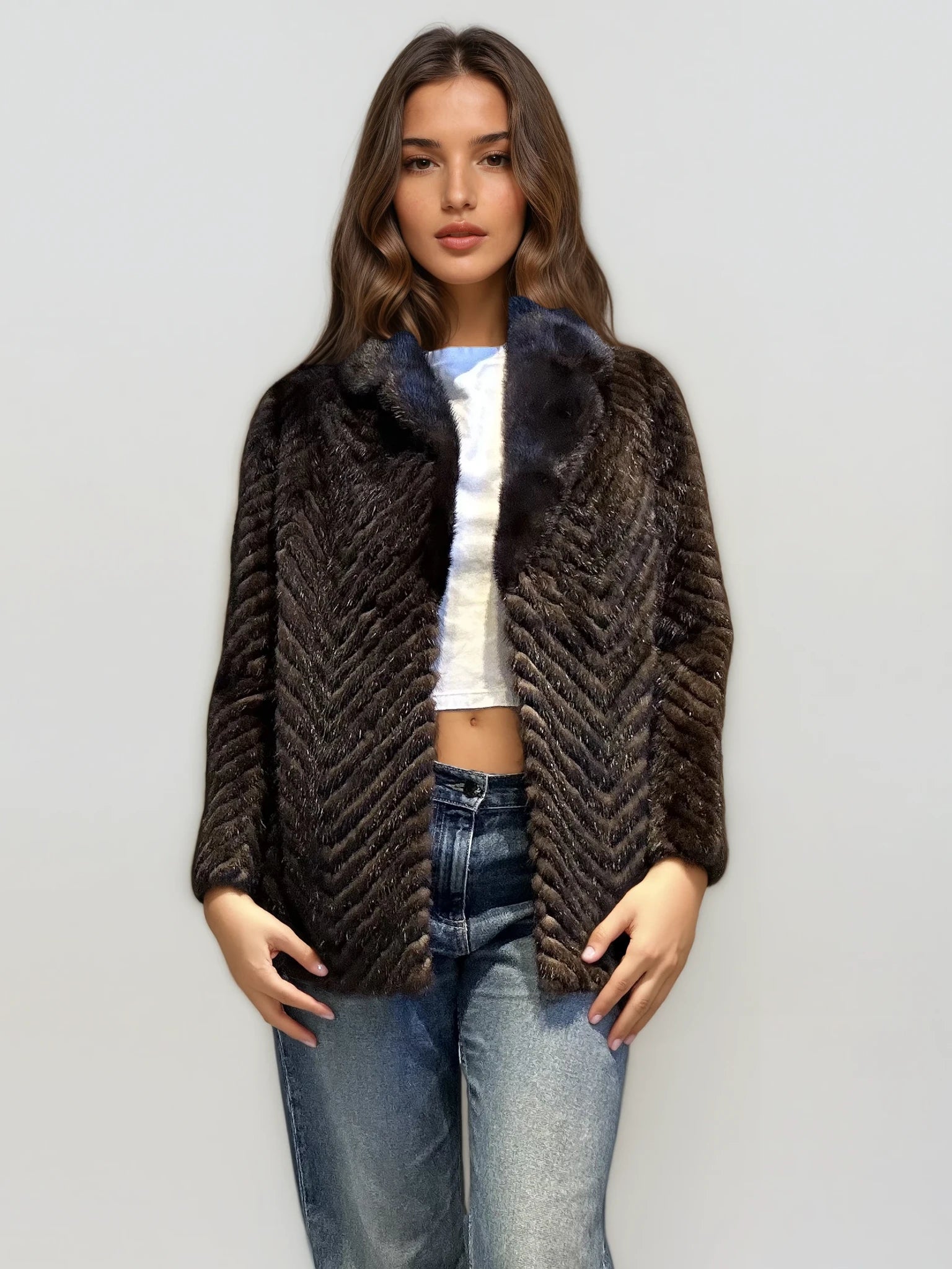 Brown Collared Mink Coat