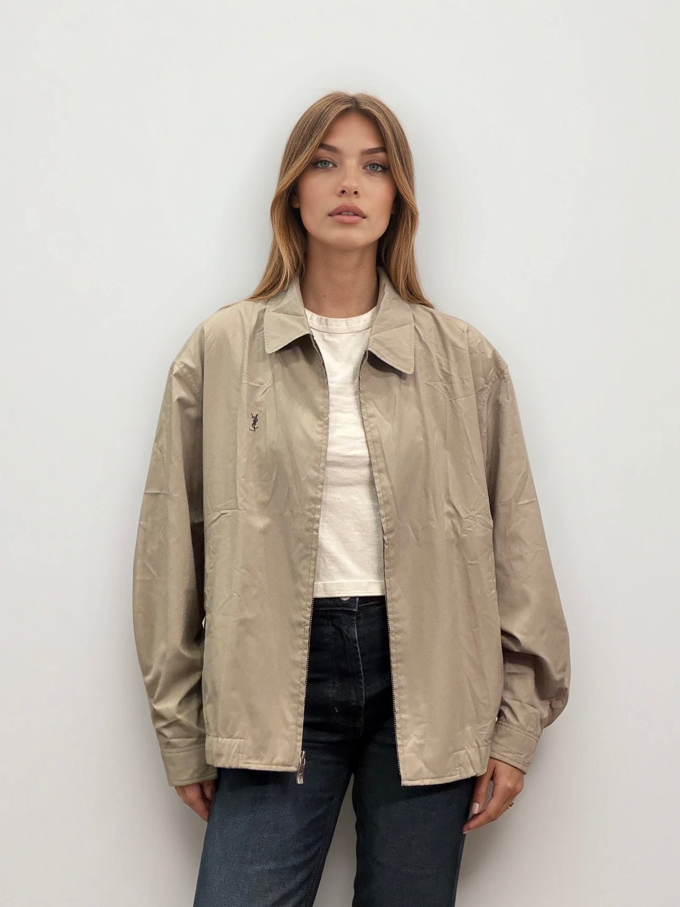 YSL Khaki Bomber with Brown Logo