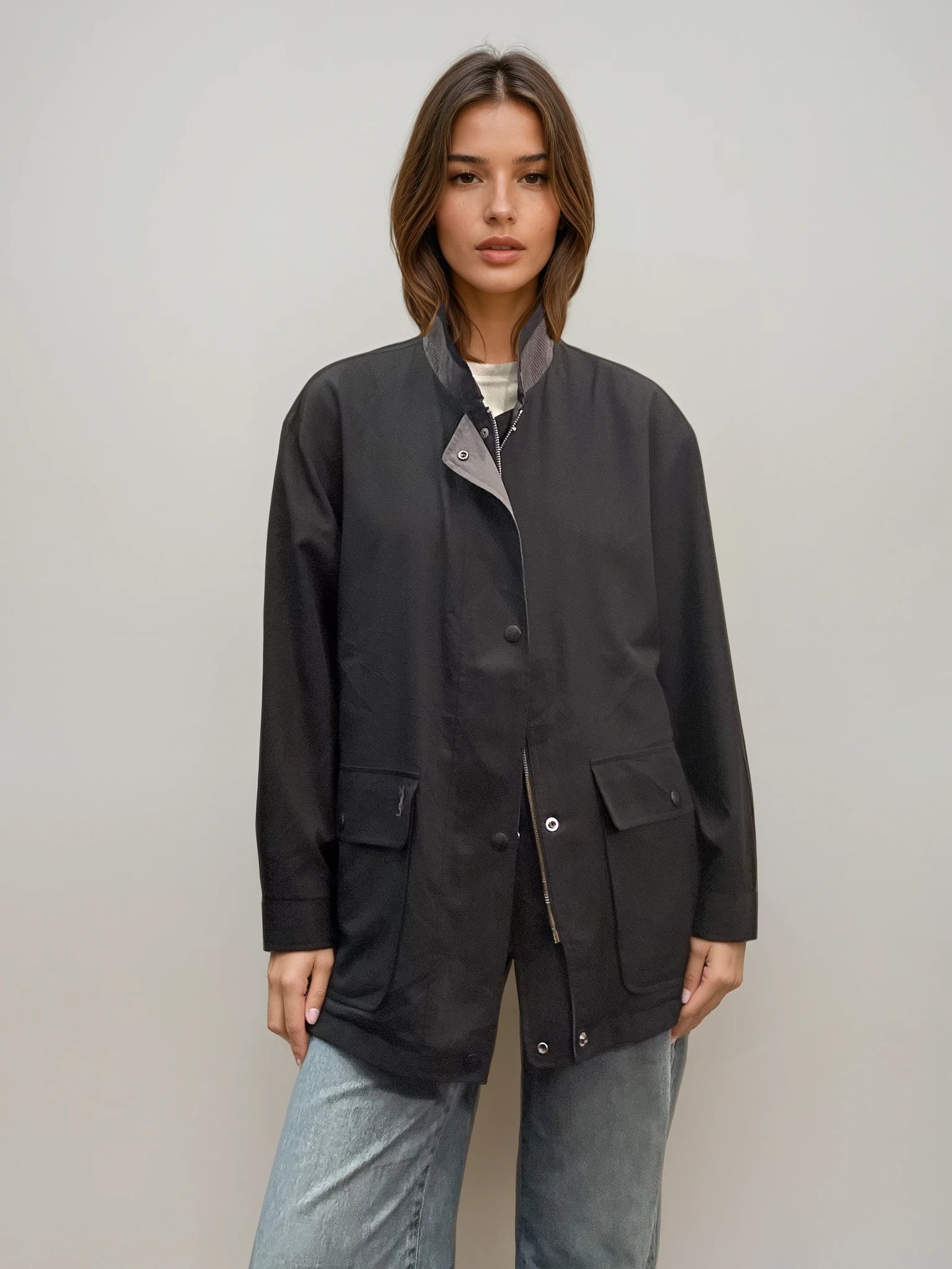 YSL Black and Grey Reversible Bomber