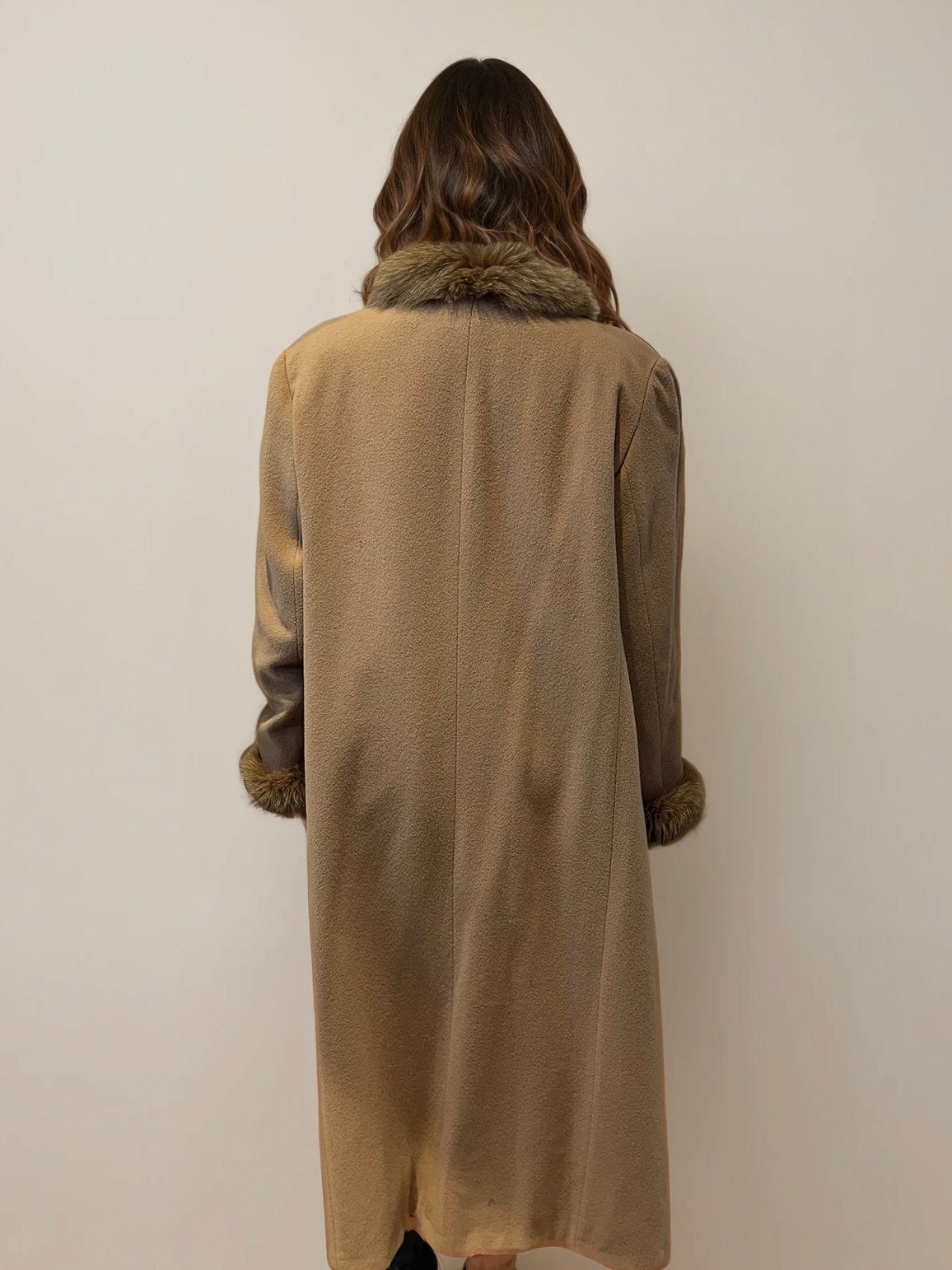 Tan Fur and Wool Coat
