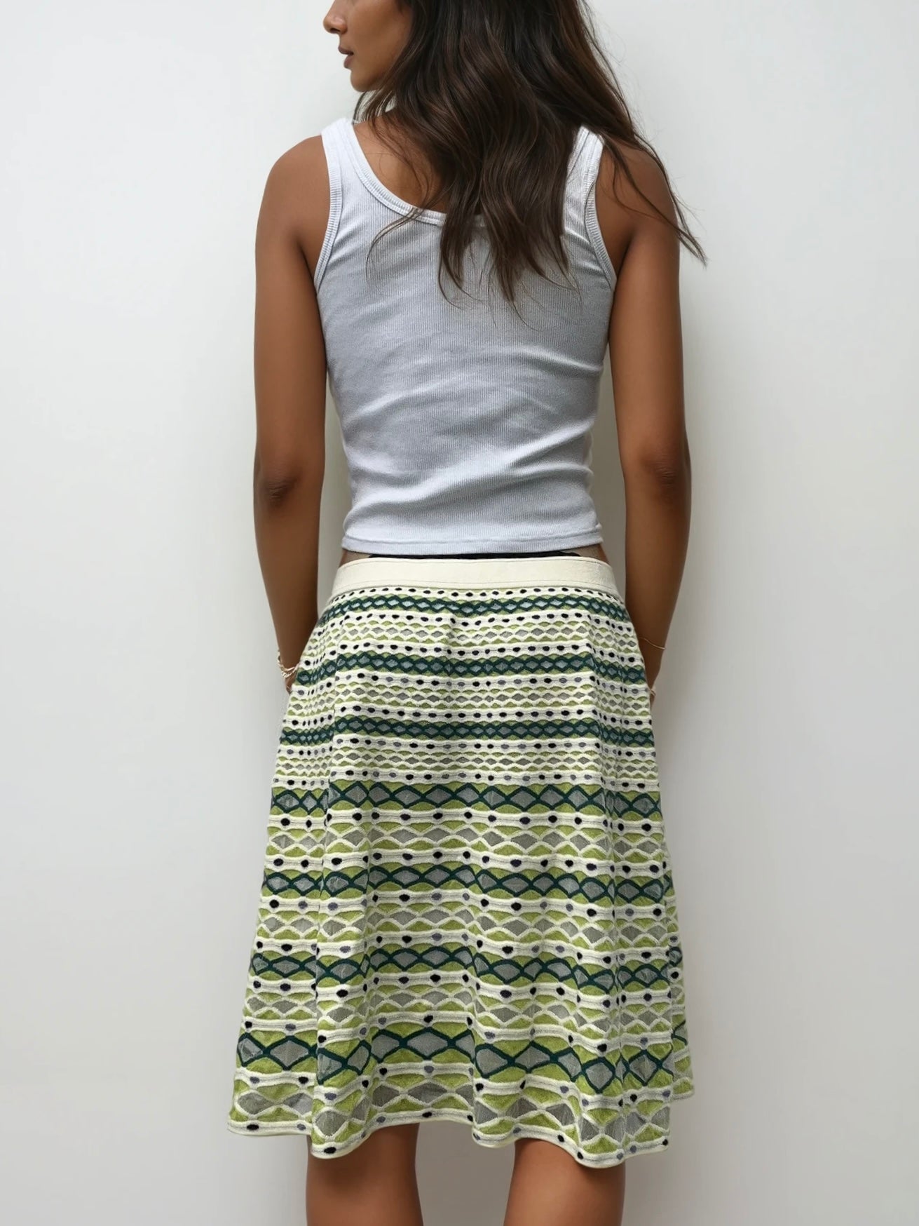 Missoni Green and Cream Printed Skirt