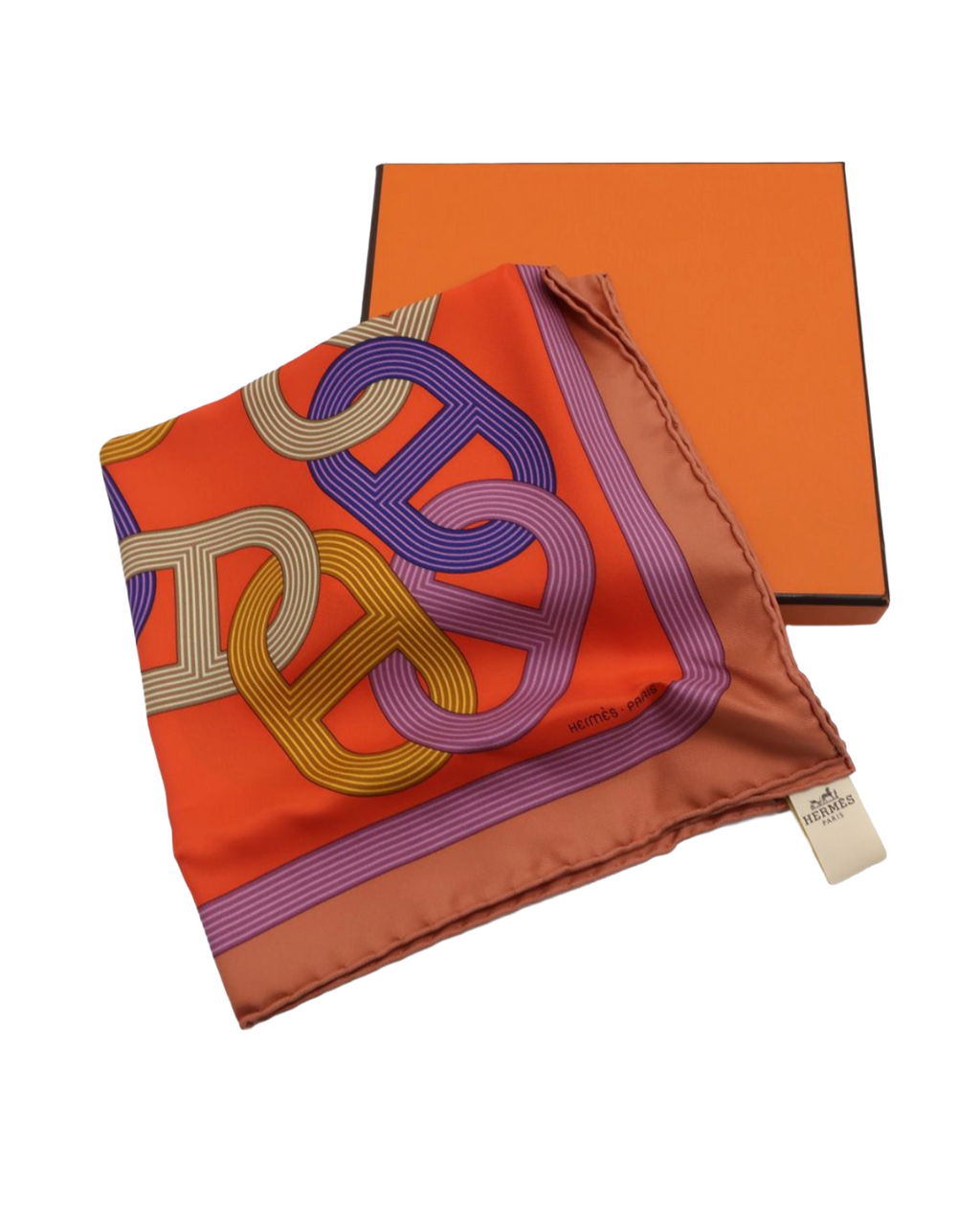 Hermès Mini Orange Patterned Scarf
