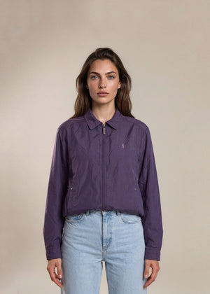 YSL Purple Classic Collared Bomber with White Logo