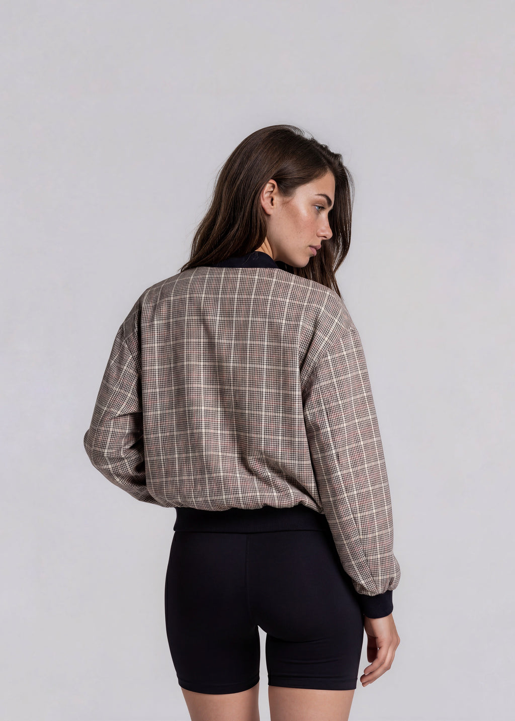 YSL Grey Plaid Black Knit Collared Bomber