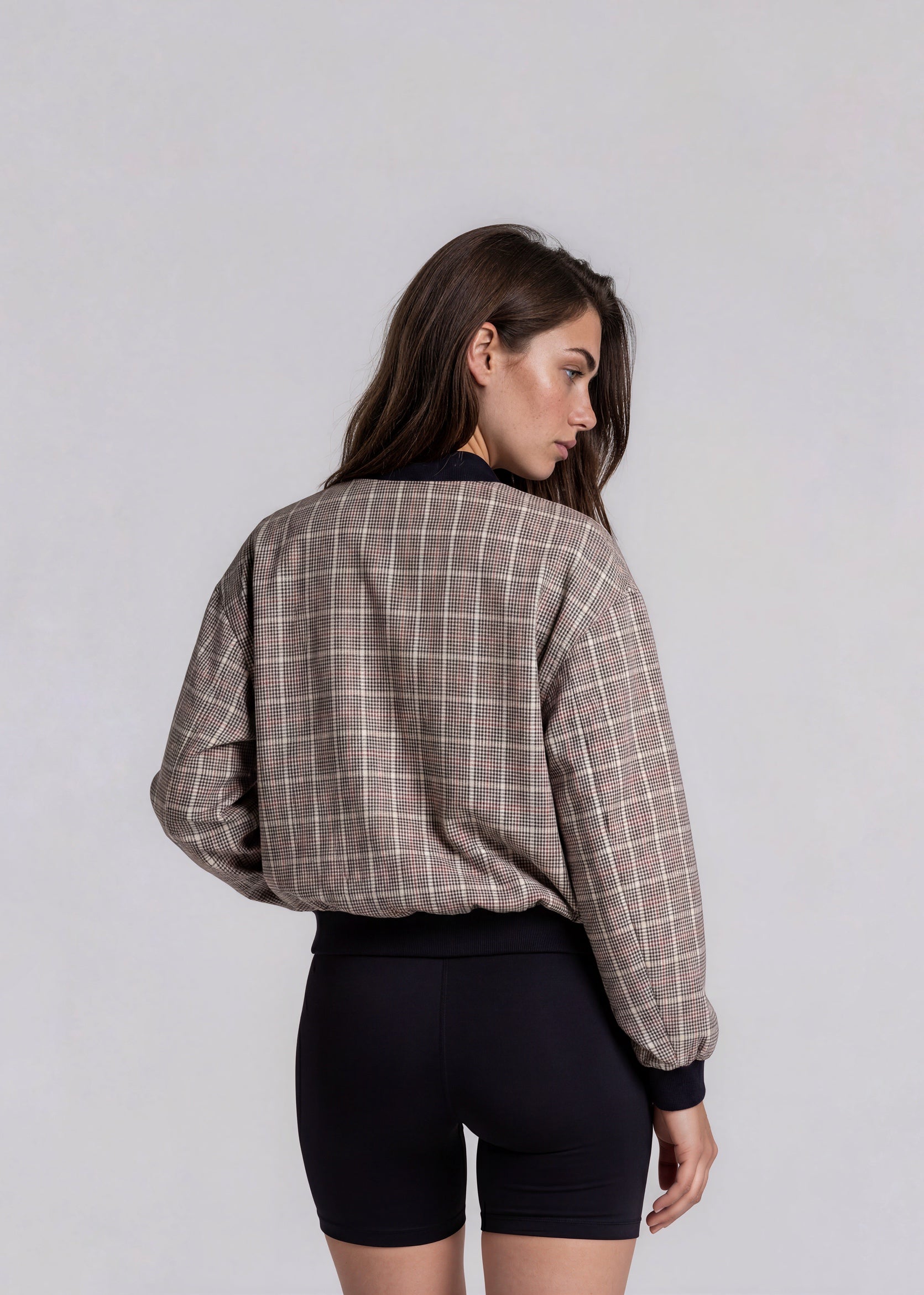 YSL Grey Plaid Black Knit Collared Bomber