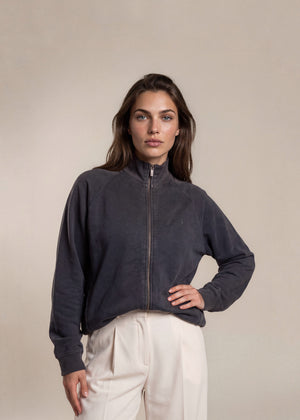YSL Dark Grey Windbreaker Zip Bomber