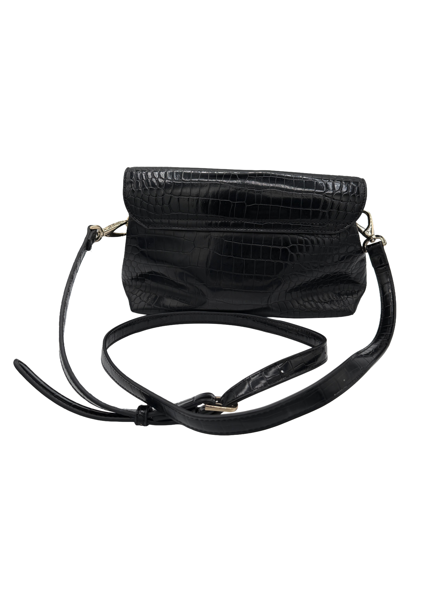 Mario Valentino Black Croc Embossed Crossbody