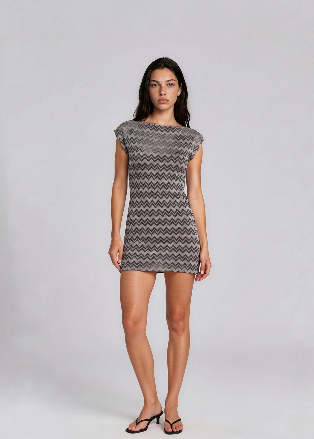 Missoni Grey and Black Zig Zag Printed Dress