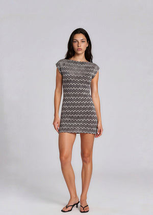 Missoni Grey and Black Zig Zag Printed Dress