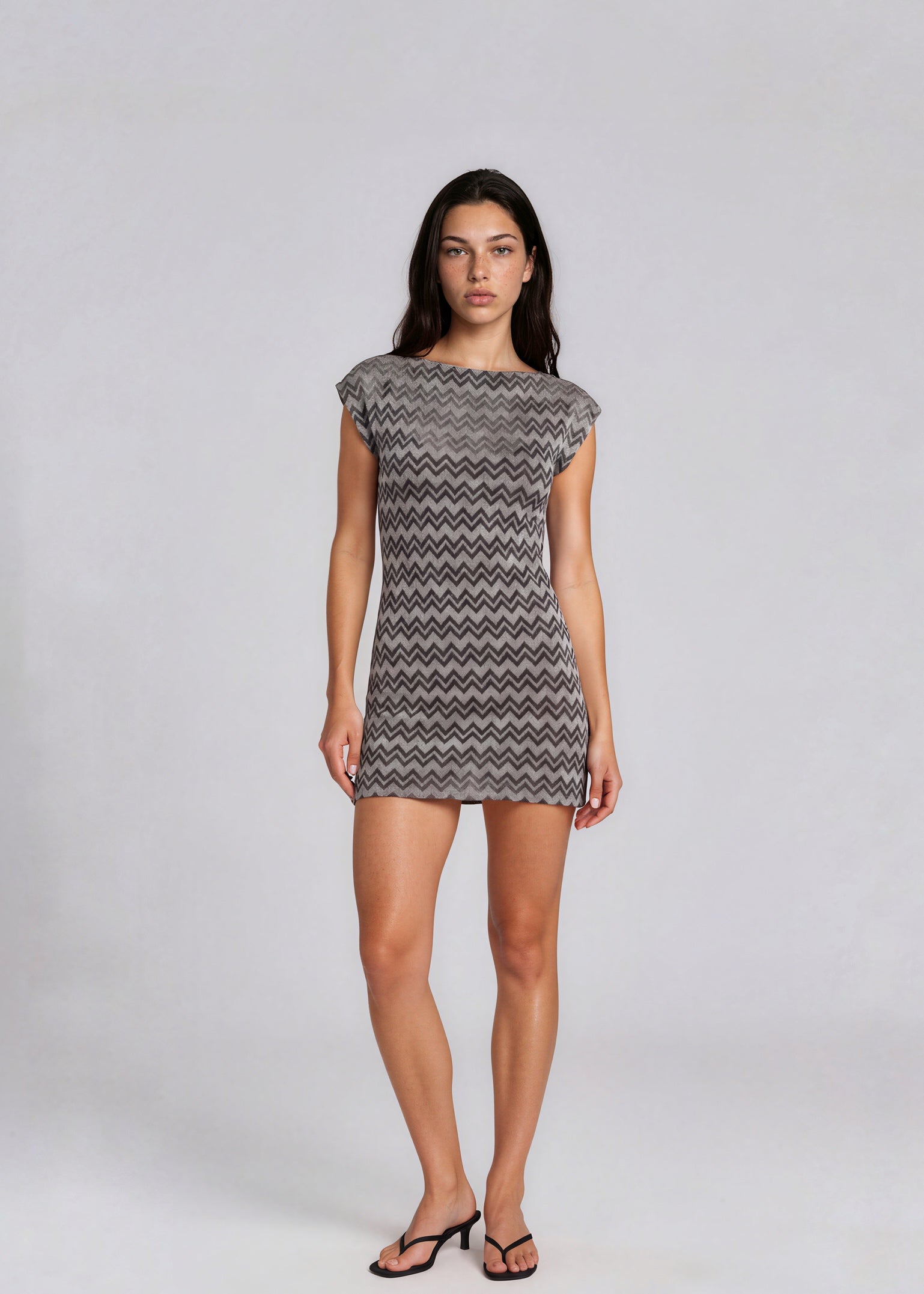 Missoni Grey and Black Zig Zag Printed Dress