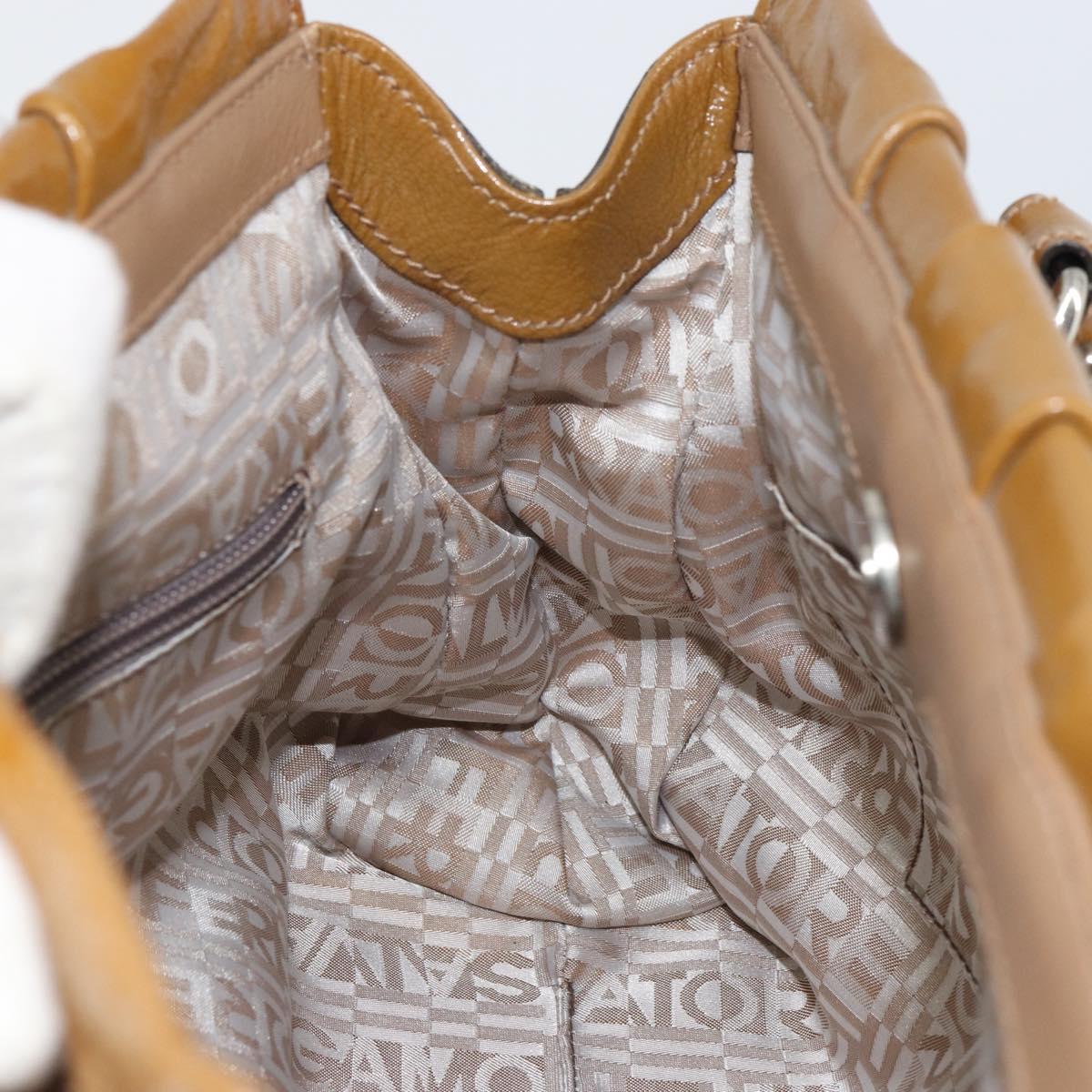 Ferragamo Tan Patent Hobo Bag