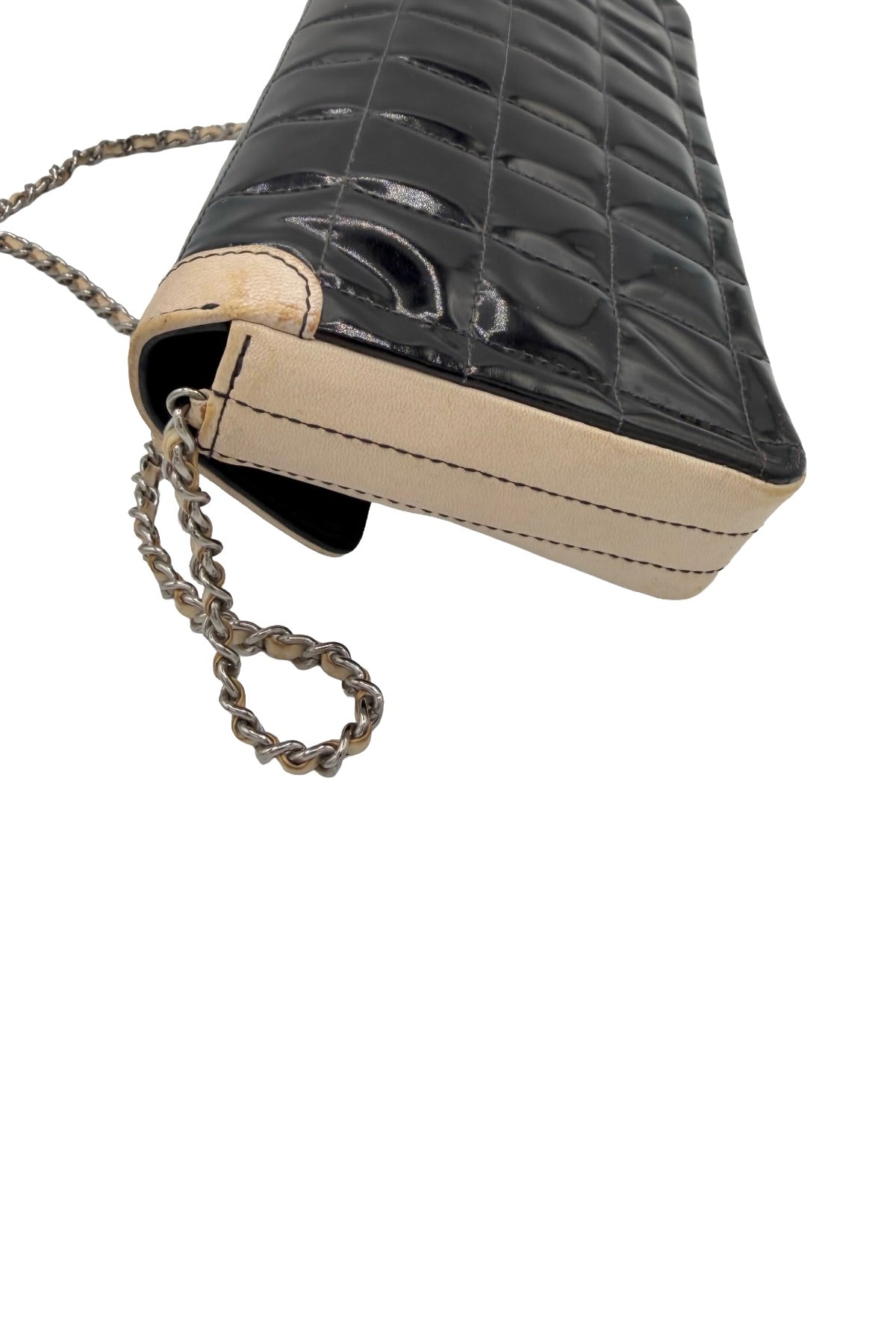 Chanel Black and White Patent Flap Bag