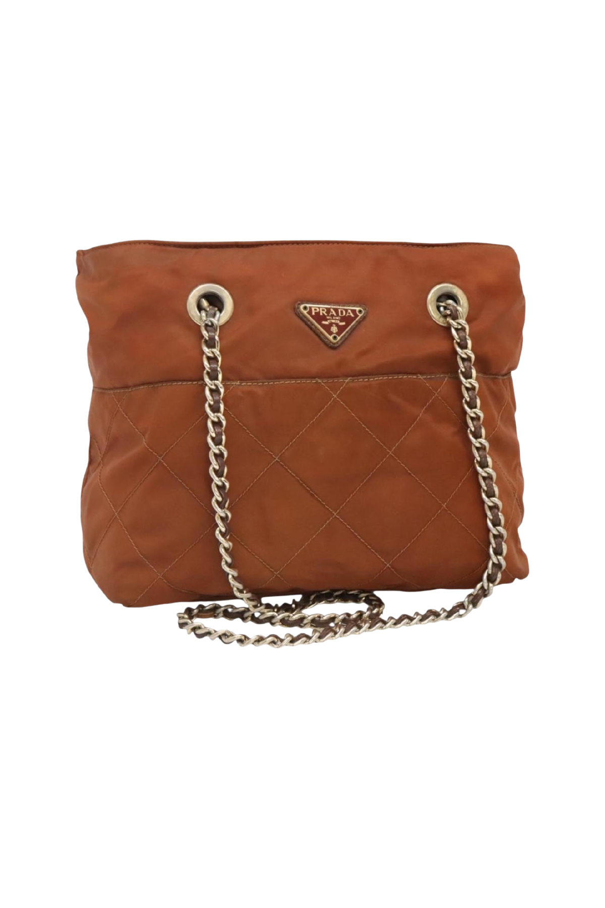 Prada Burnt Orange Chain Shoulder Bag