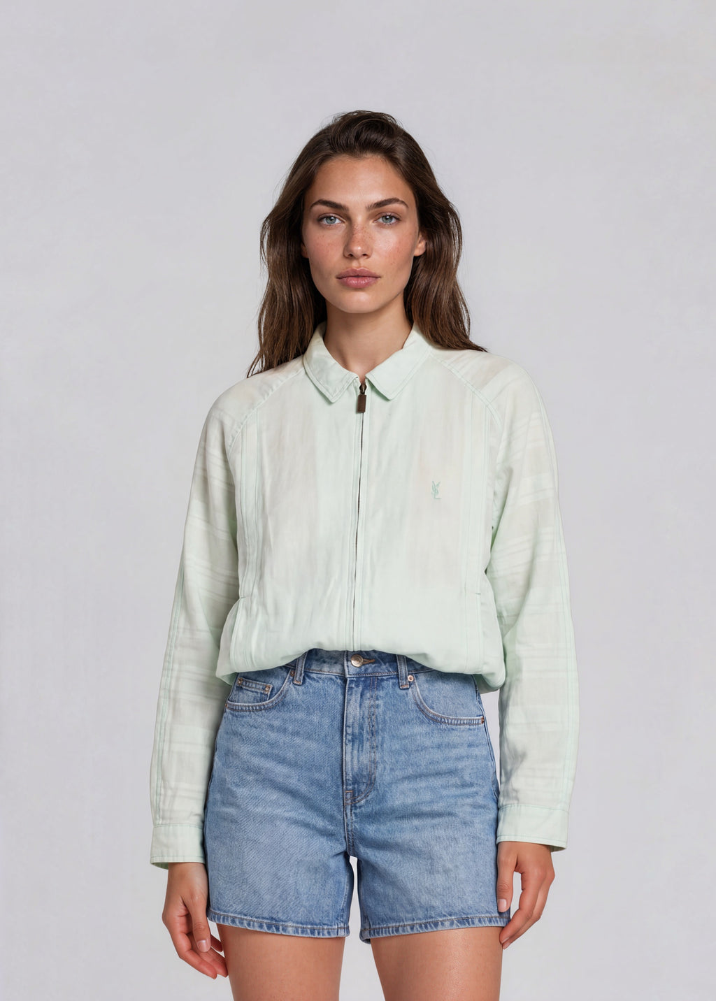YSL Light Green Zip Bomber