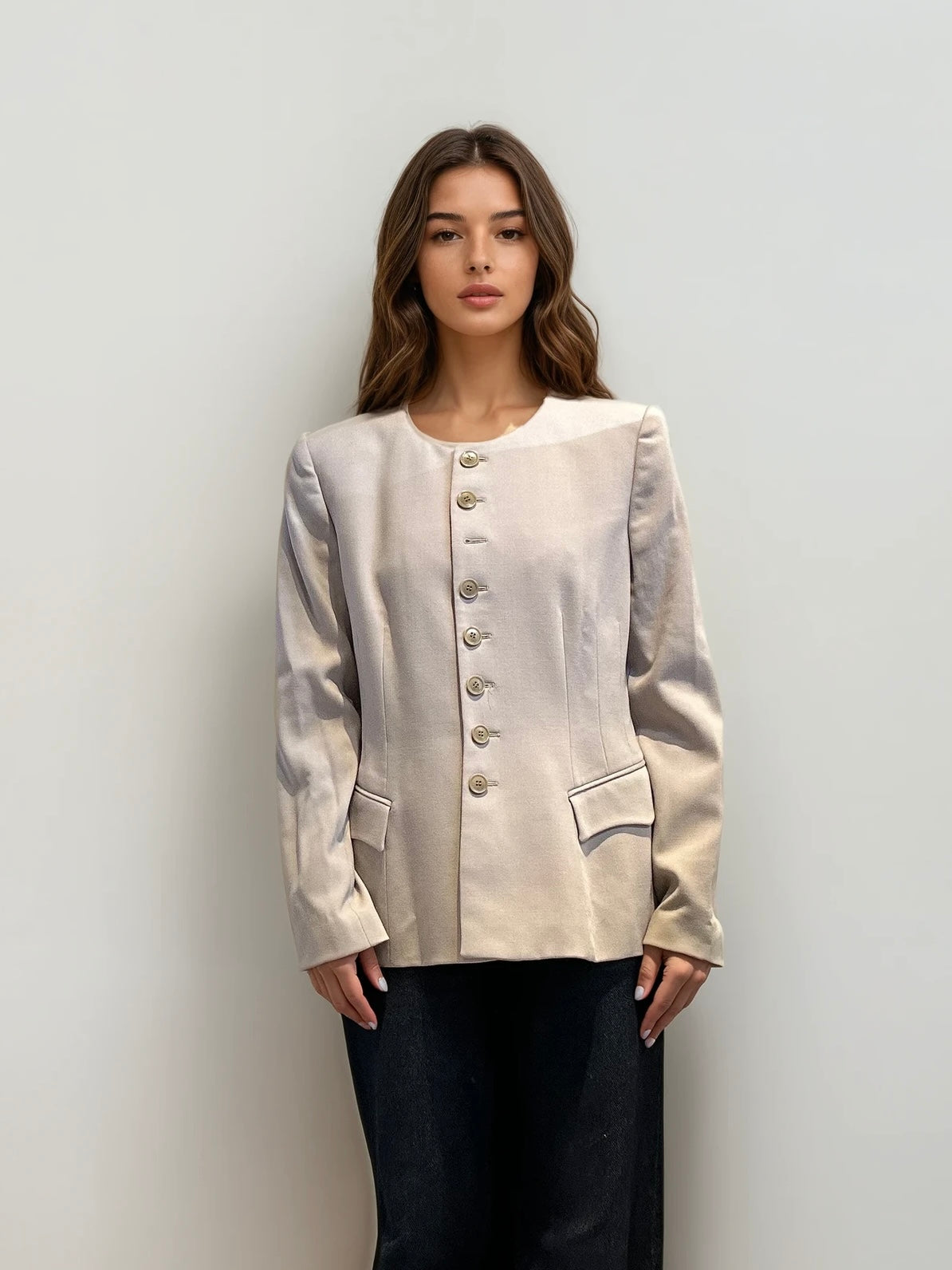 Armani Grey/Cream Button Blazer