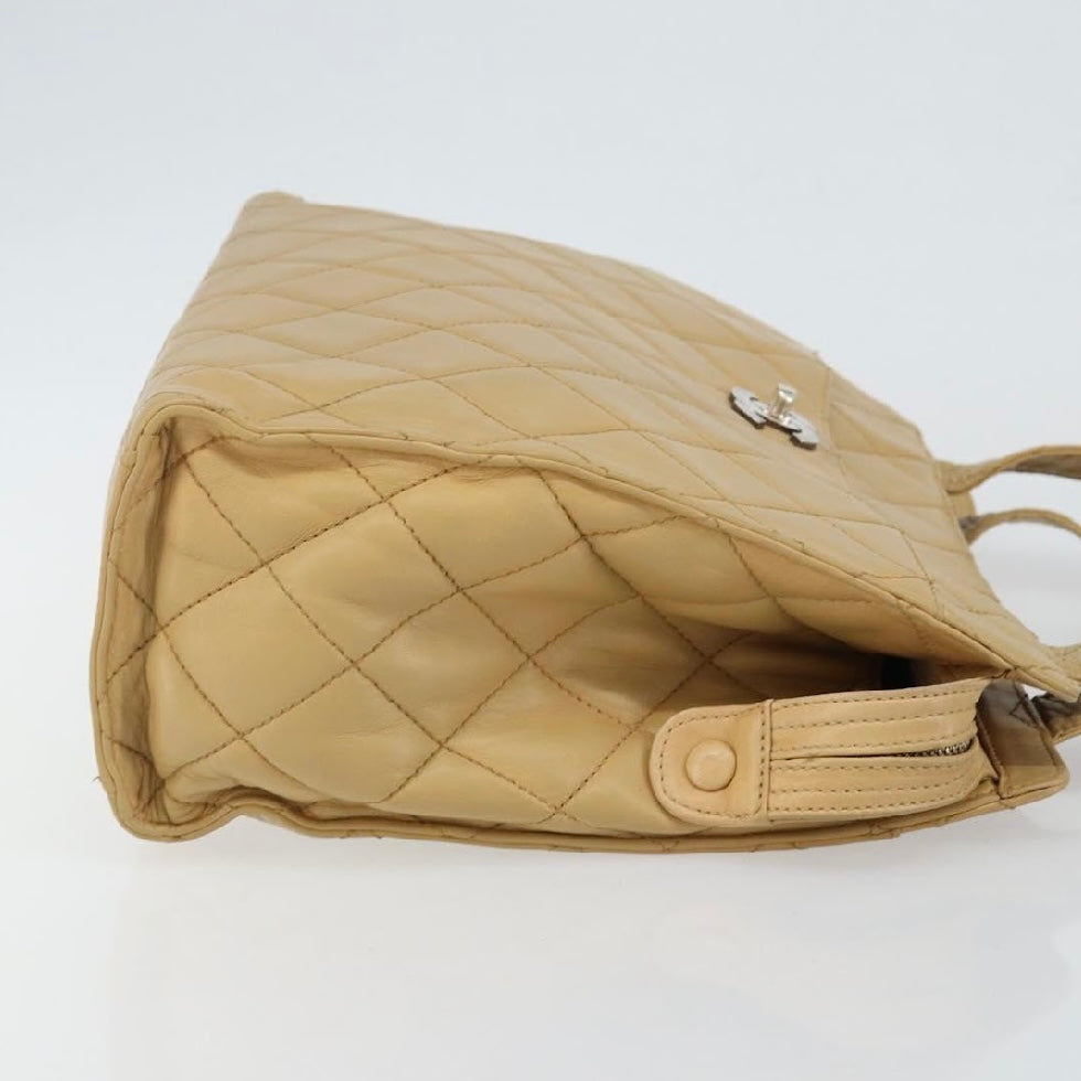 Chanel Tan Leather Quilted Tote