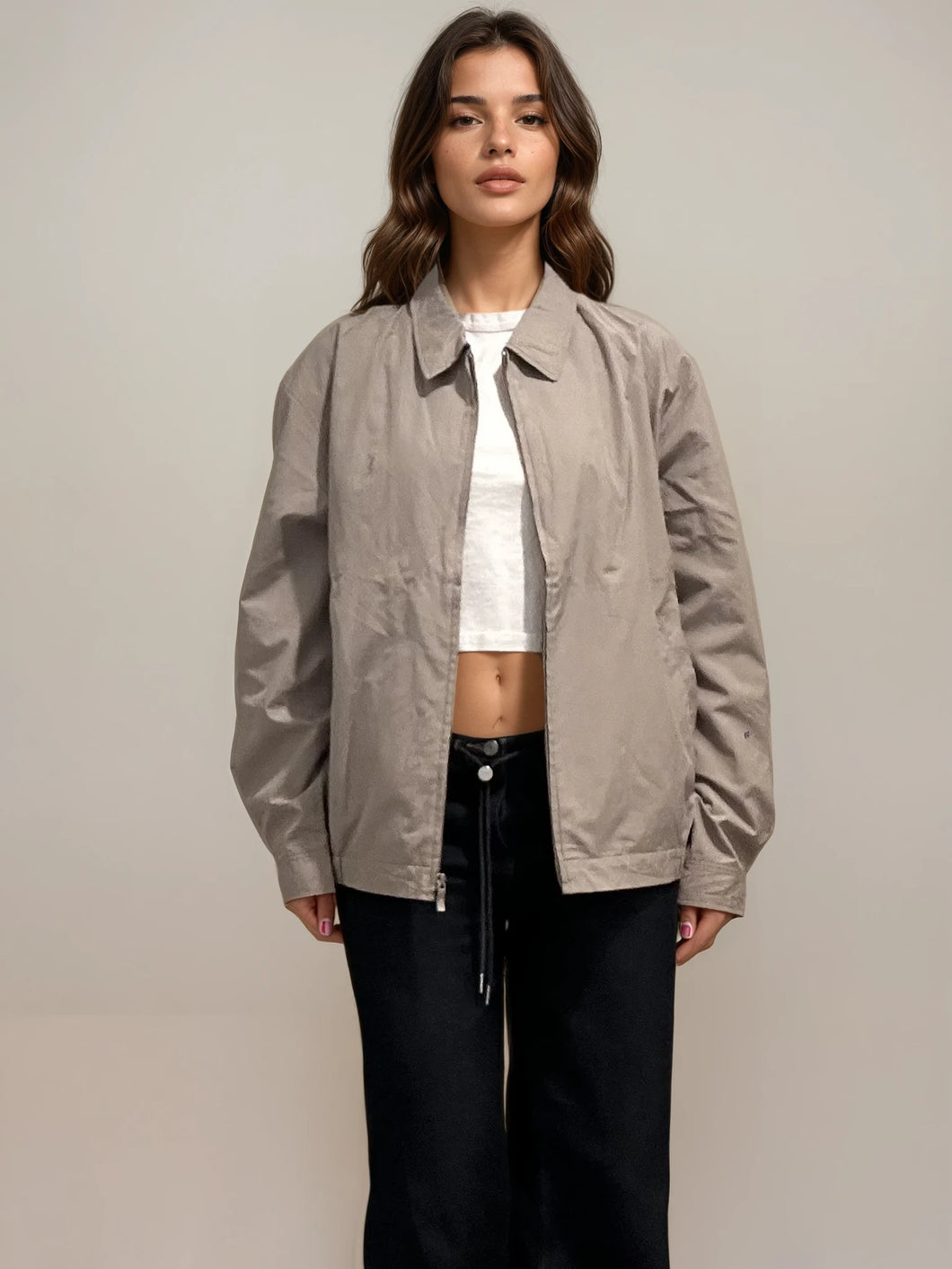 YSL Grey/Green Zip Bomber