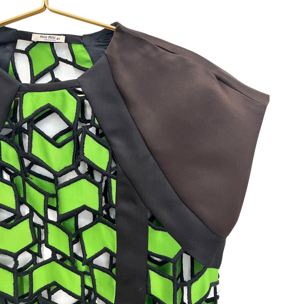 Miu Miu Green and Black Cutout Dress
