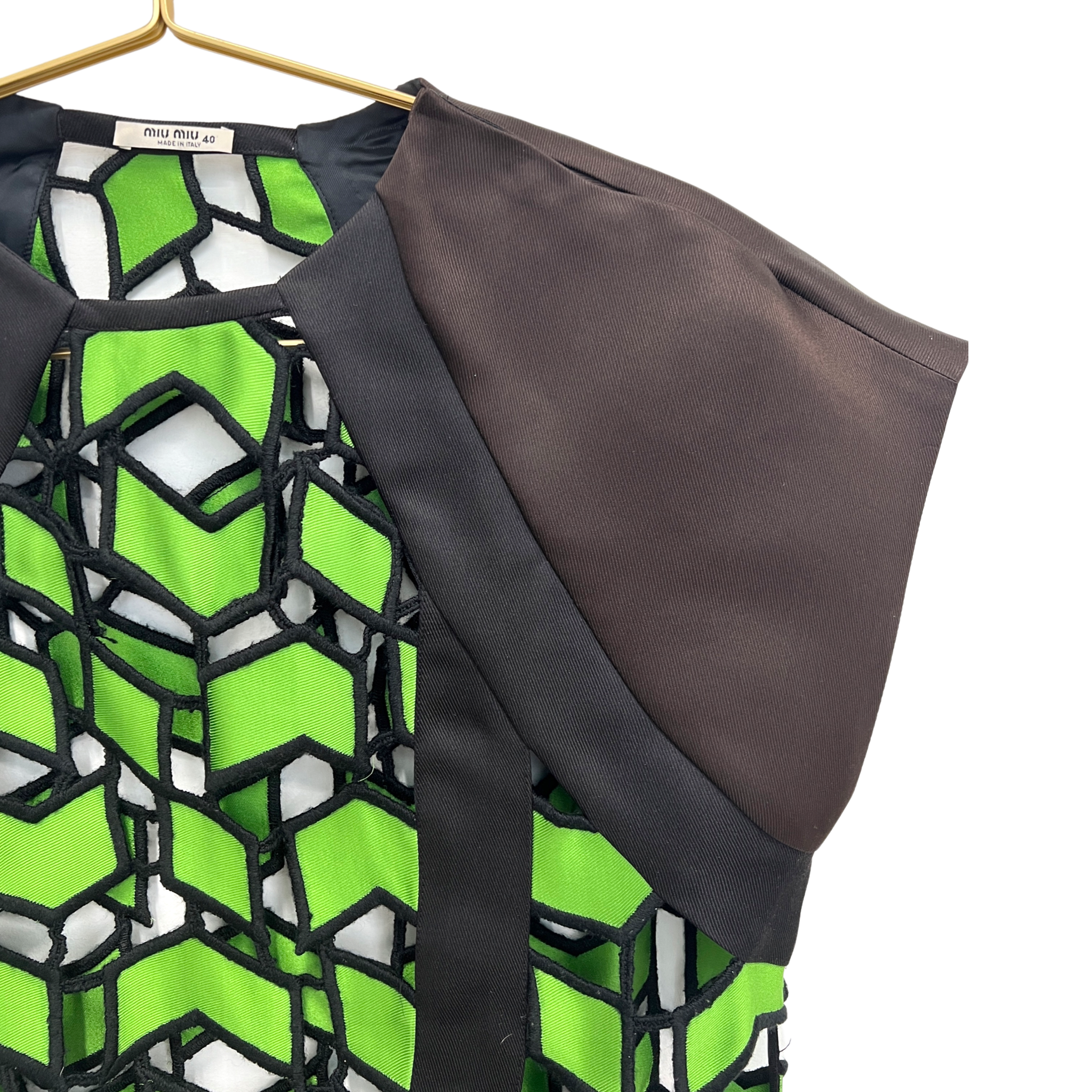 Miu Miu Green and Black Cutout Dress