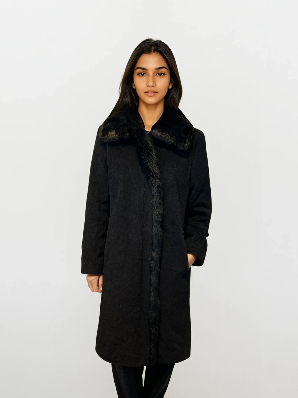 Black Coat with Fur Lining
