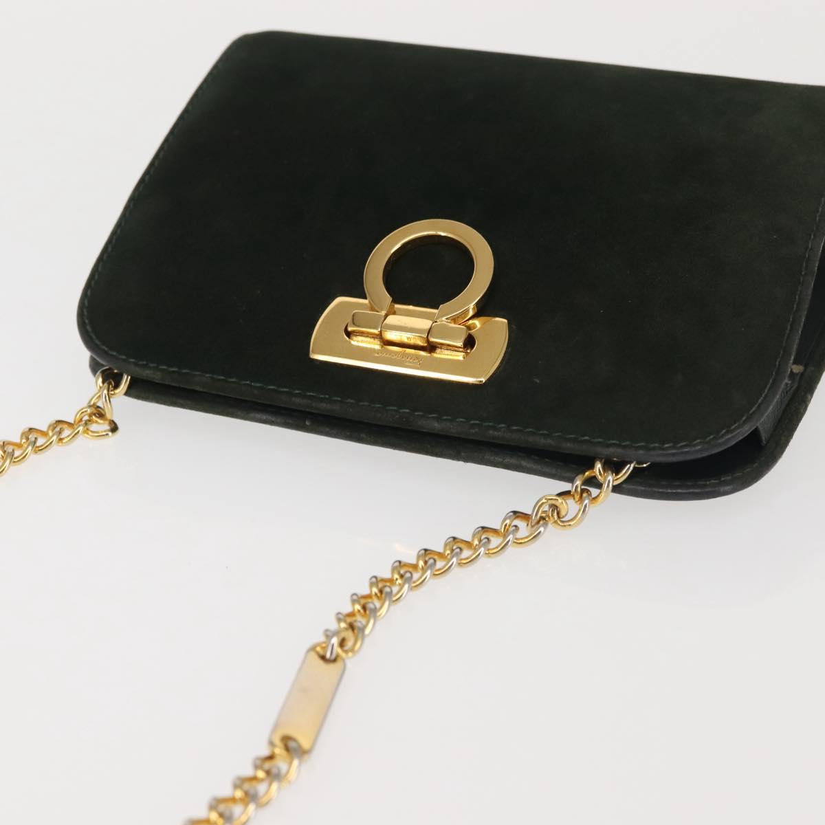 Ferragamo Green Suede Shoulder Bag