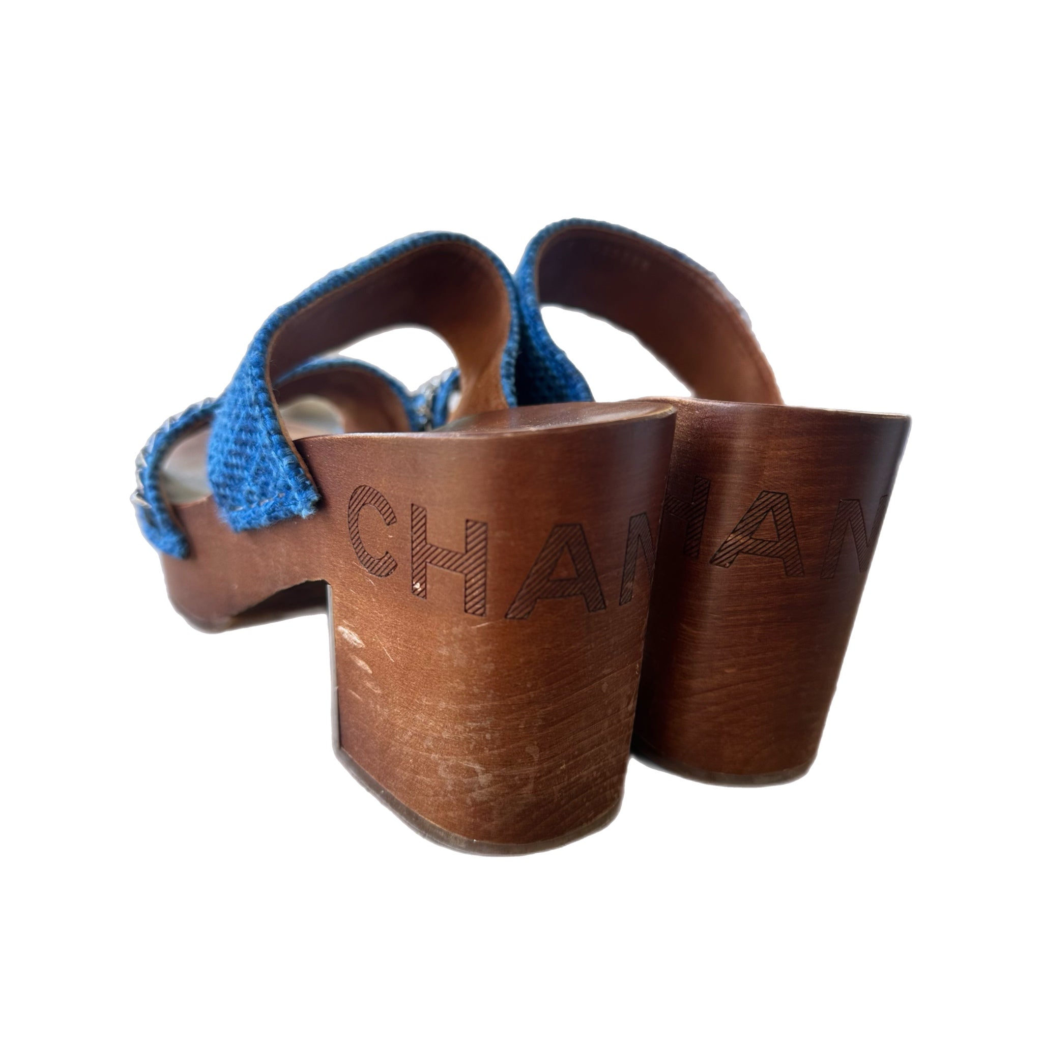 Chanel Tweed Blue Sandals