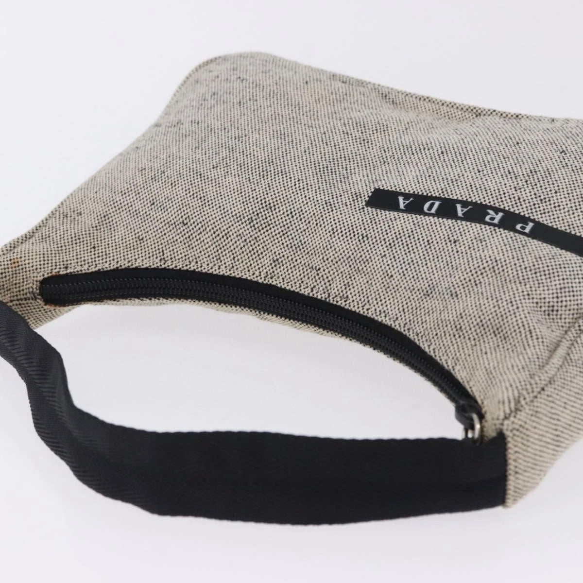 Prada Light Grey Canvas Shoulder Bag