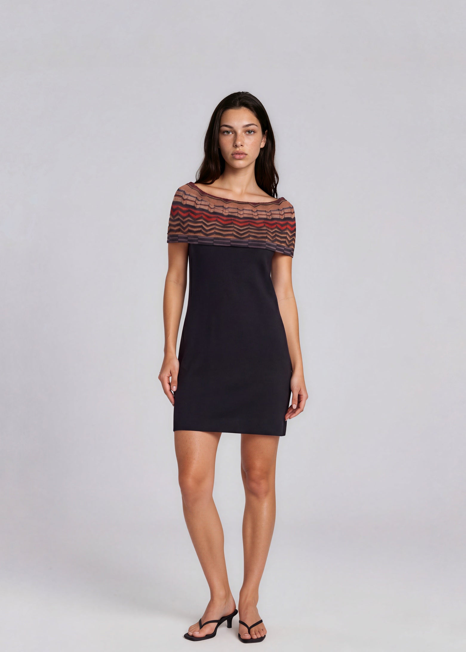 Missoni Black Printed Off Shoulder Mini Dress