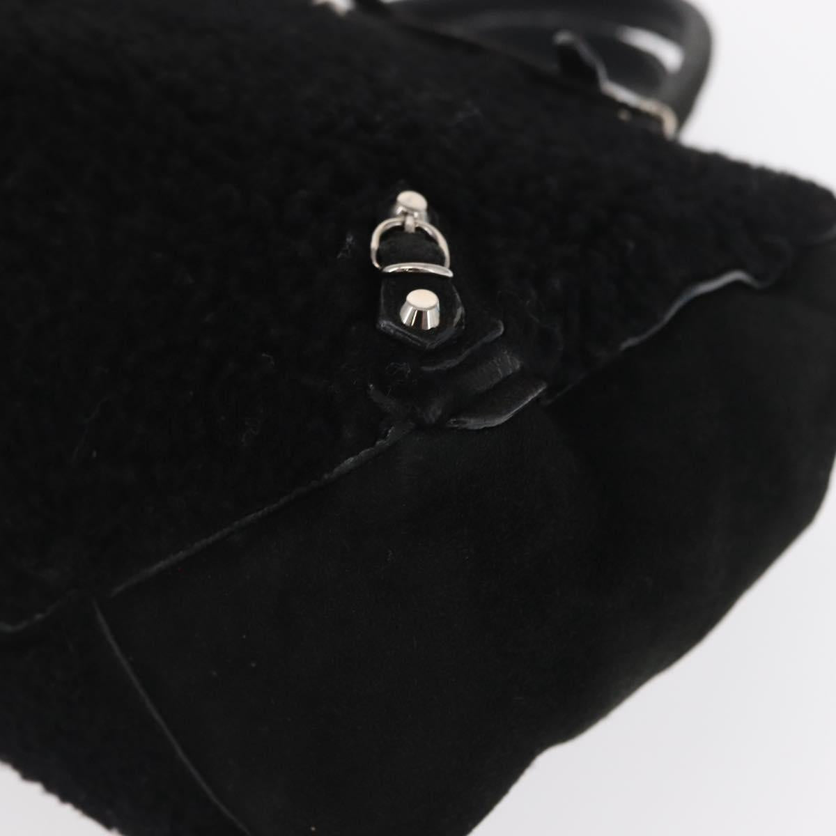 Balenciaga Black Shearling City Bag
