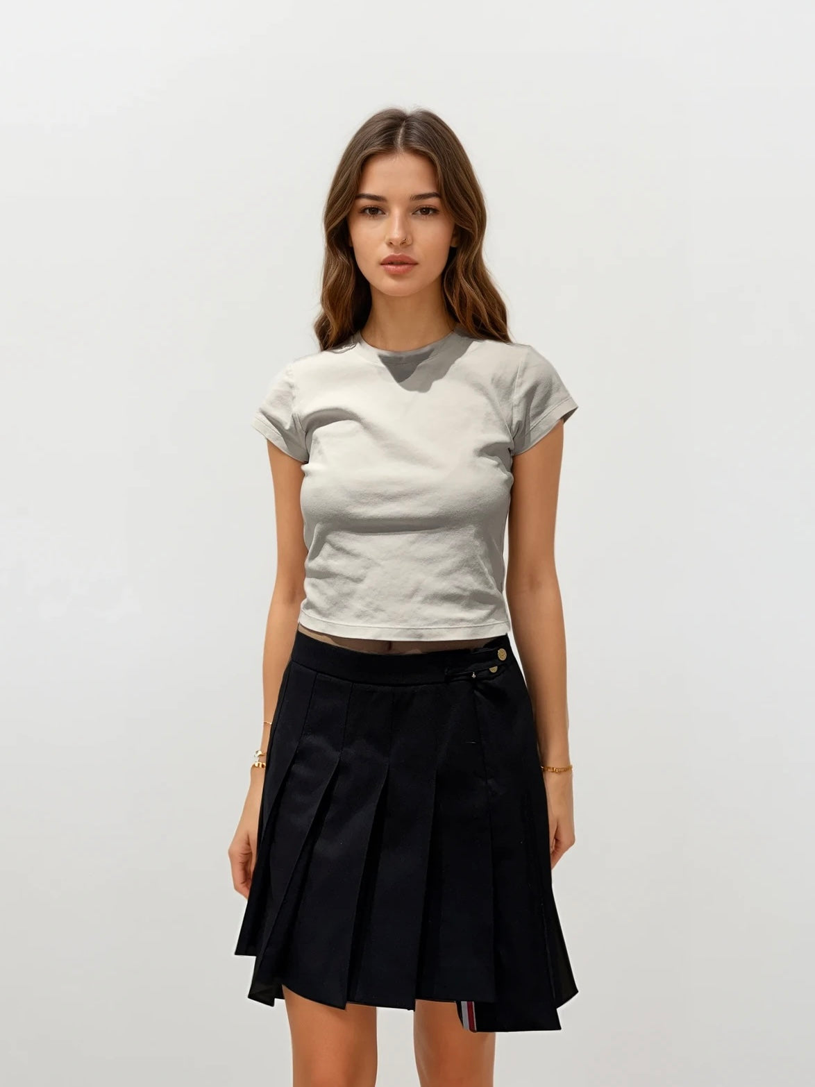 Thom Browne Black Pleated Mini Skirt