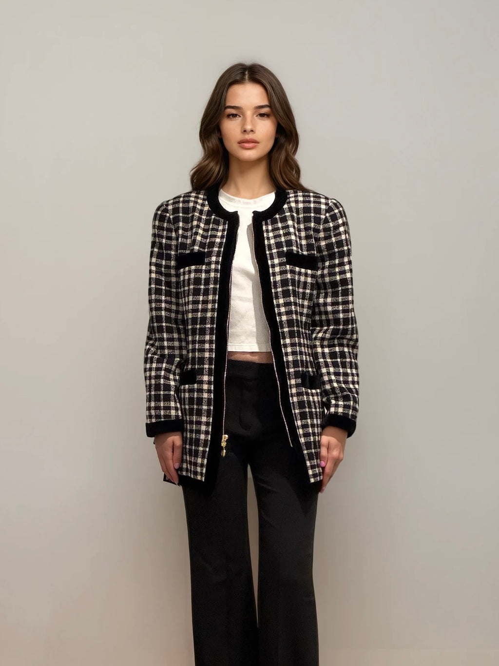 Escada Black and White Printed Jacket