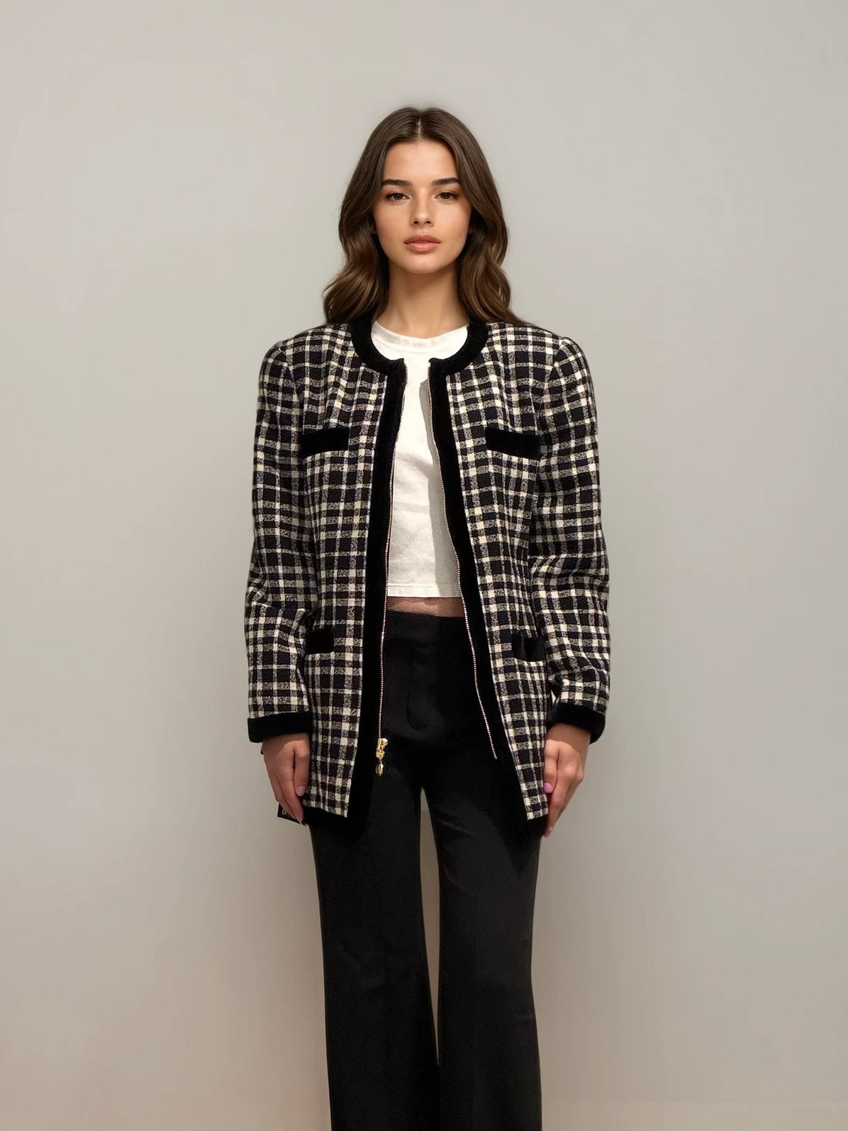 Escada Black and White Printed Jacket