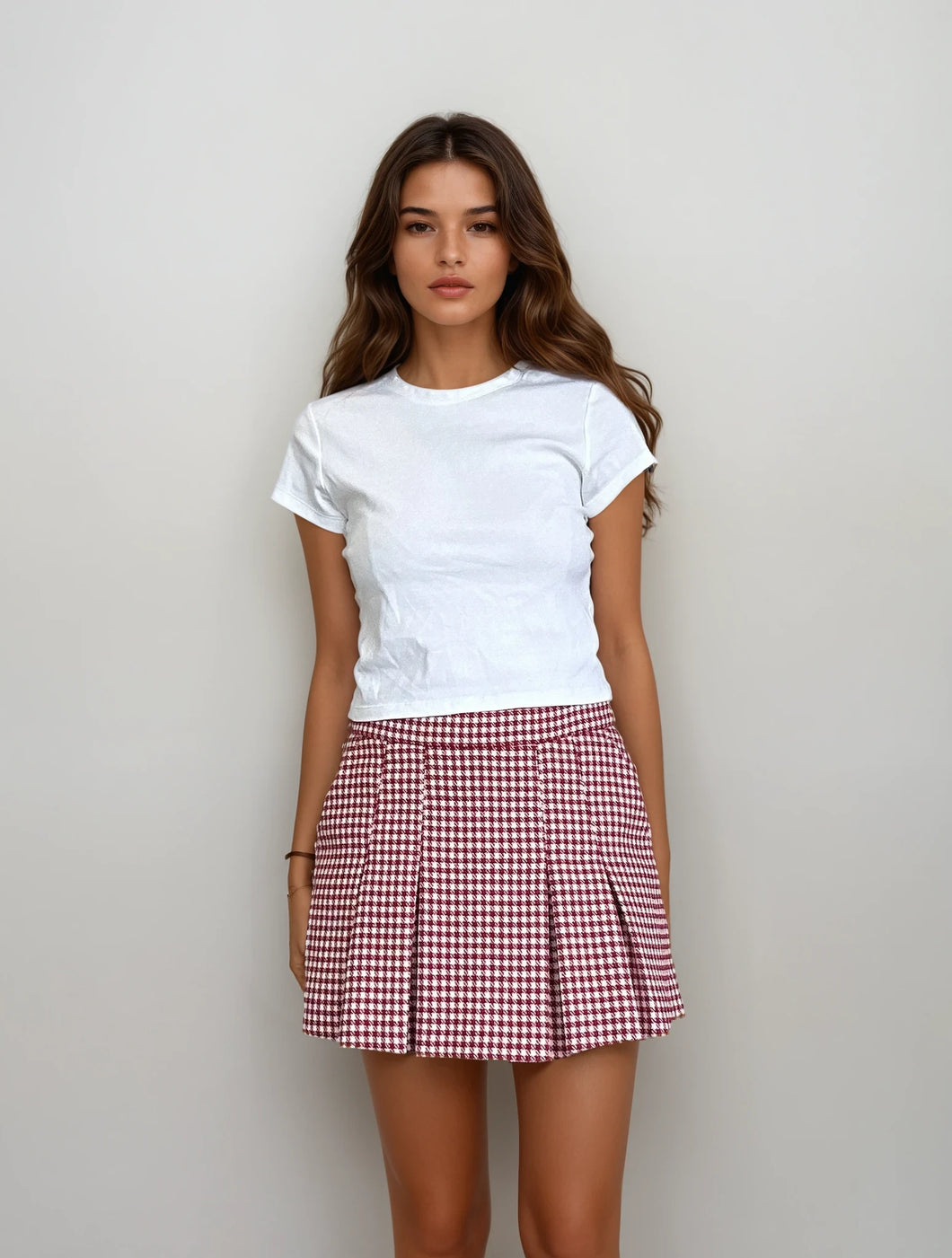 Valentino Red Houndstooth Shorts
