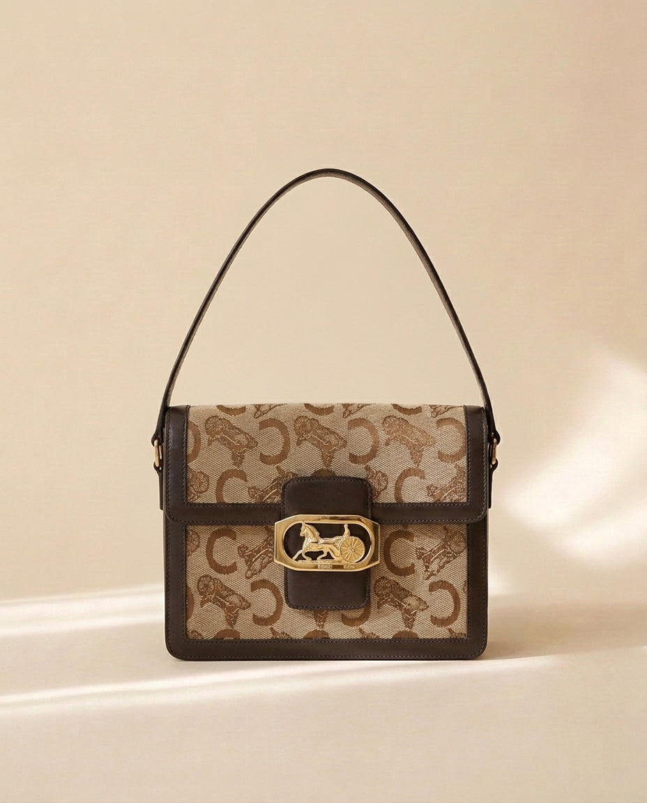 Celine Beige Canvas Shoulder Bag