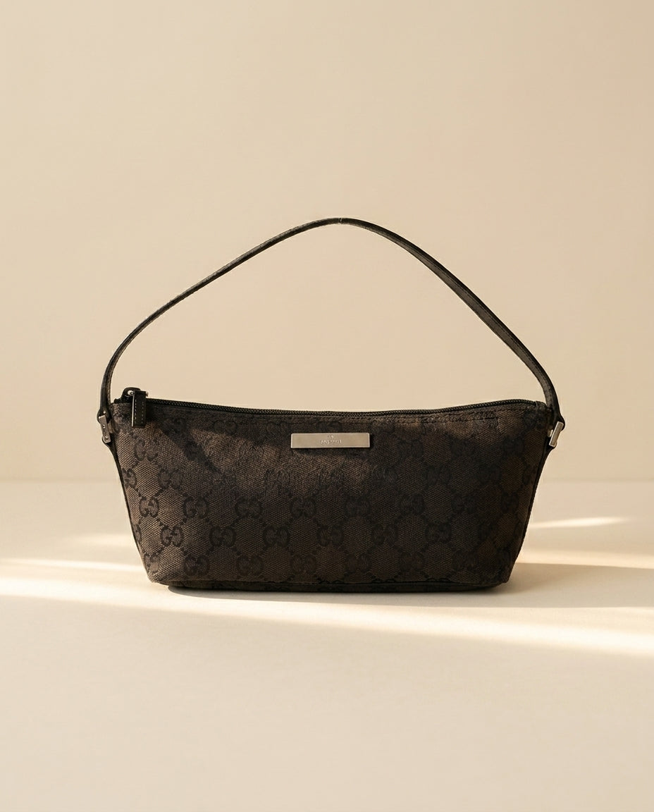 Gucci Black Monogram Boat Pochette