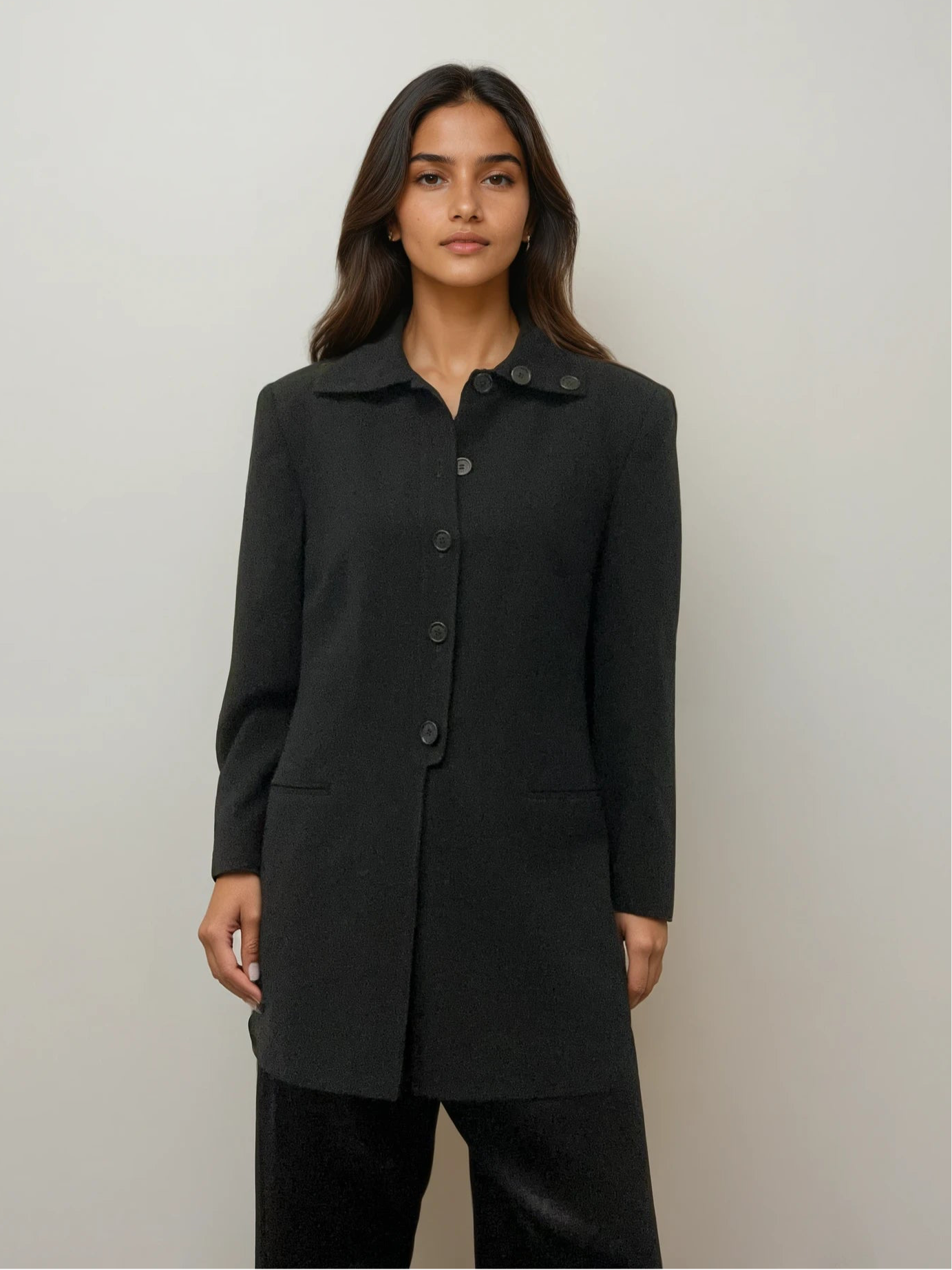 Armani Black Button Coat