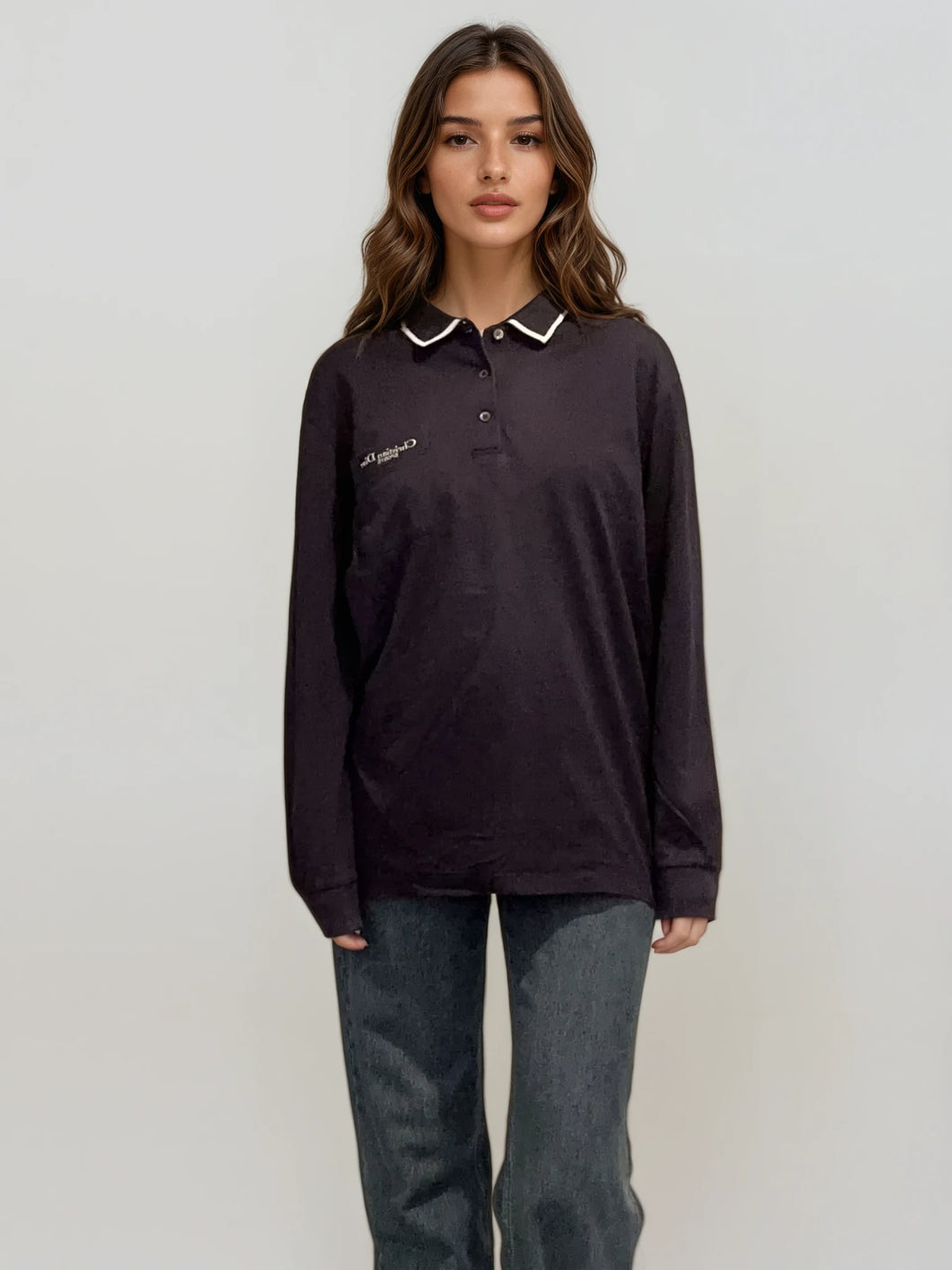 Dior Navy Long Sleeve Polo