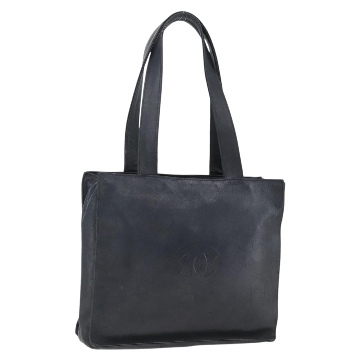 Chanel Black Leather Camelia Tote