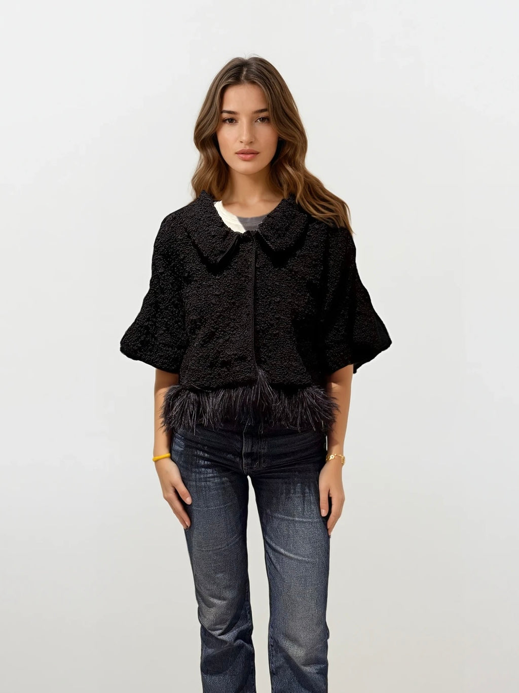 Alessandro Delliacqua Black Feather Jacket