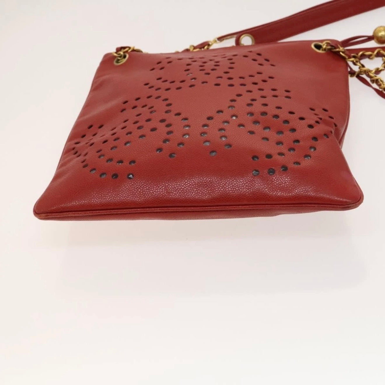 Chanel Red Leather Cutout Tote