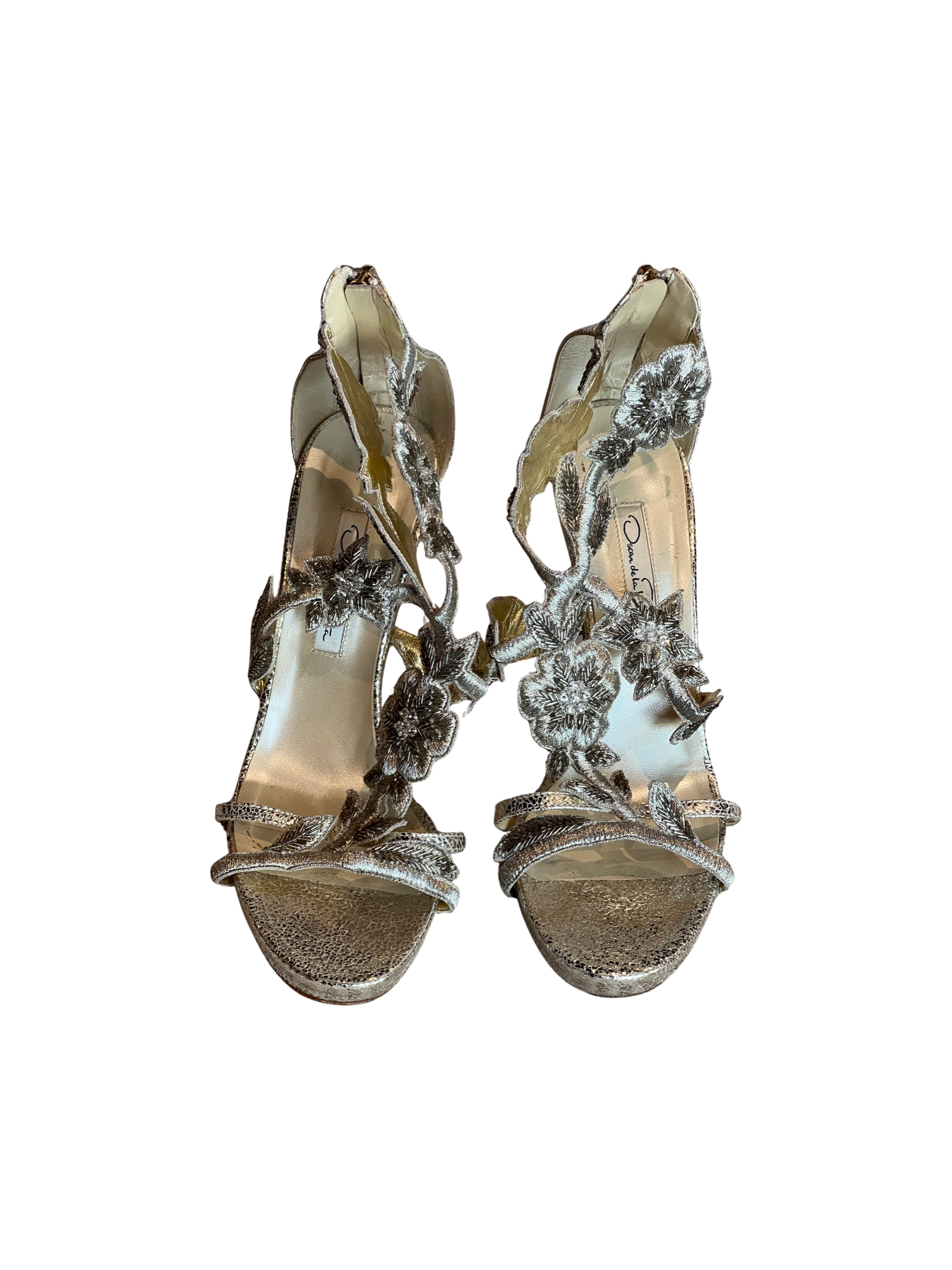 Oscar De La Renta Silver Metallic Heels