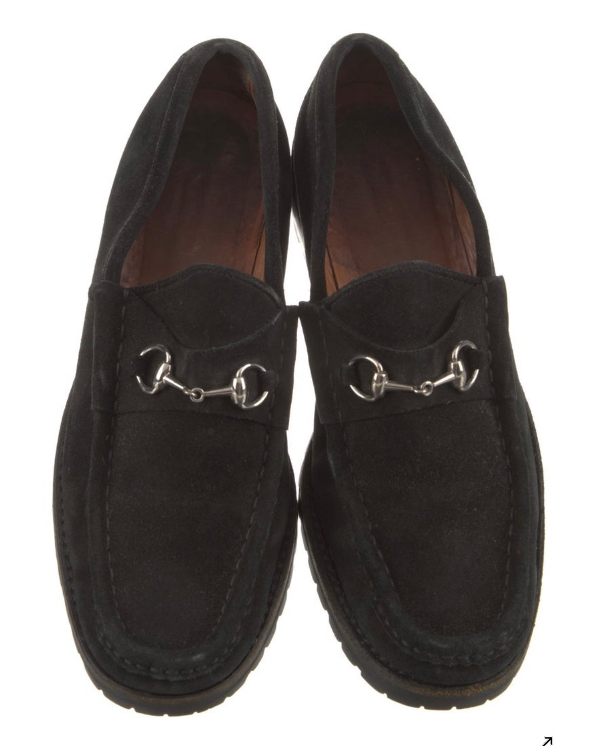 Gucci Black and Silver Suede Loafers Size 9